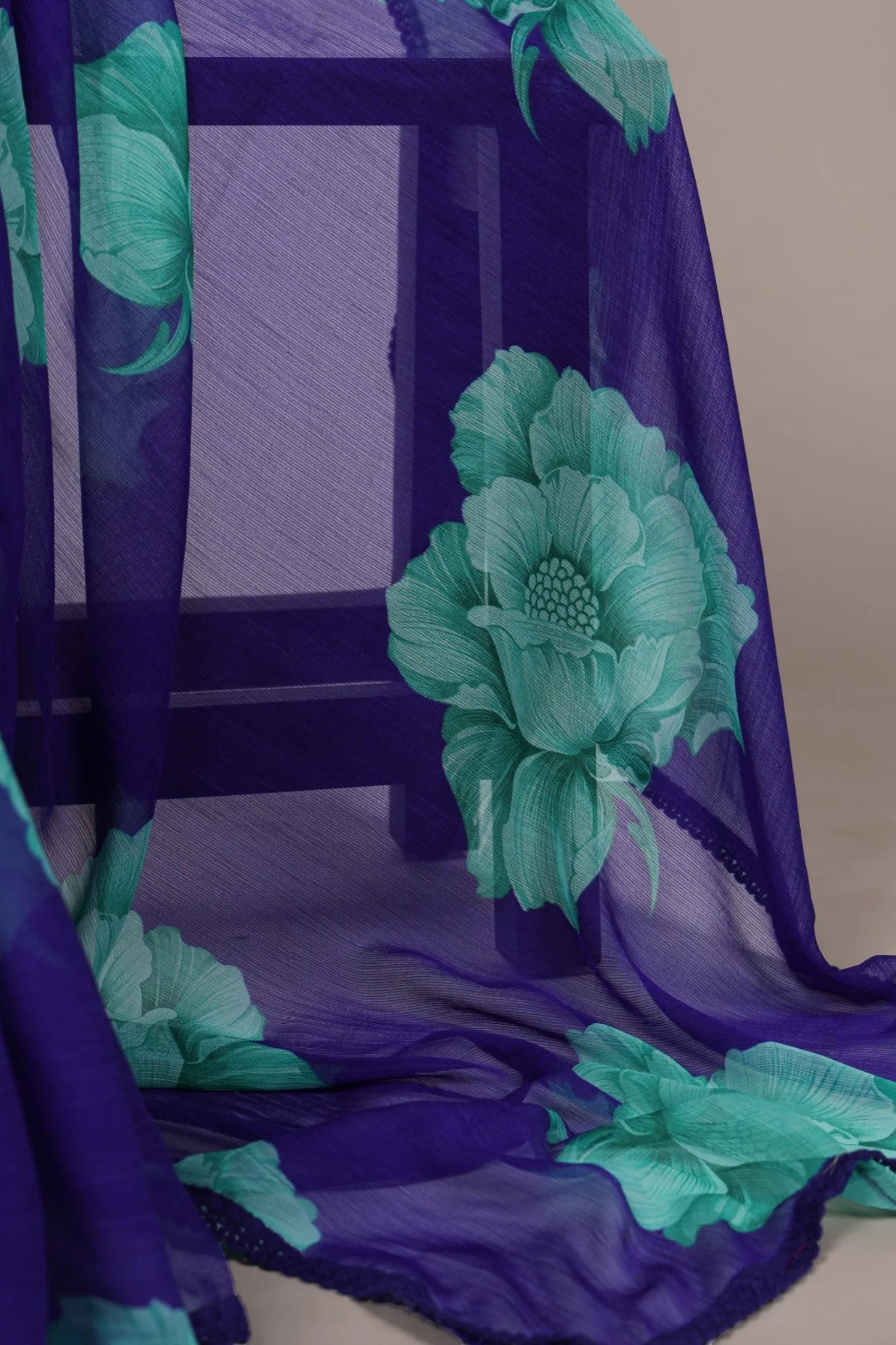 Floral Chiffon Saree With Lace Border Explore Acriine Ethnic Collection - Image 8