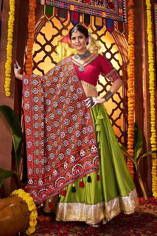Fluorescent Green Chaniya Choli for Dandiya Nights - Image 3