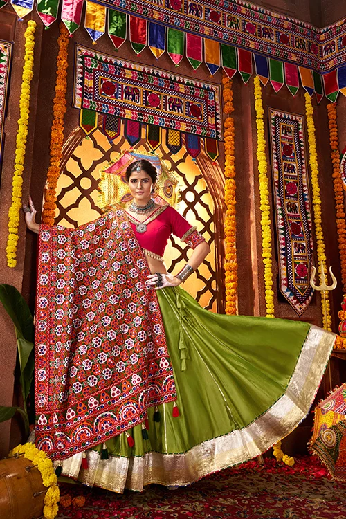 Fluorescent Green Chaniya Choli for Dandiya Nights - Image 5