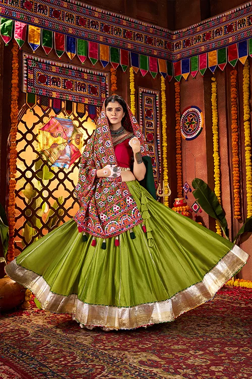 Fluorescent Green Chaniya Choli for Dandiya Nights - Image 6
