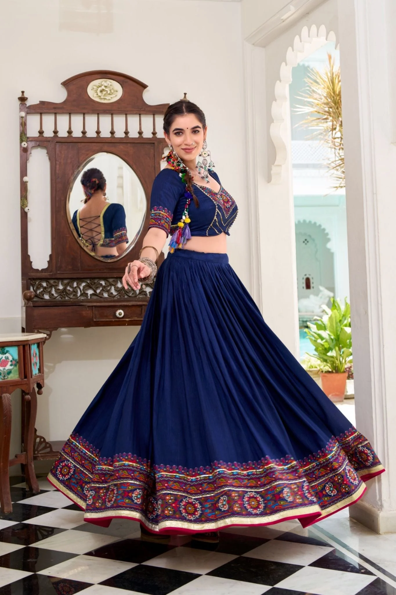 Gamthi Print Embossed Designer Beautiful Lehenga Choli - Image 10