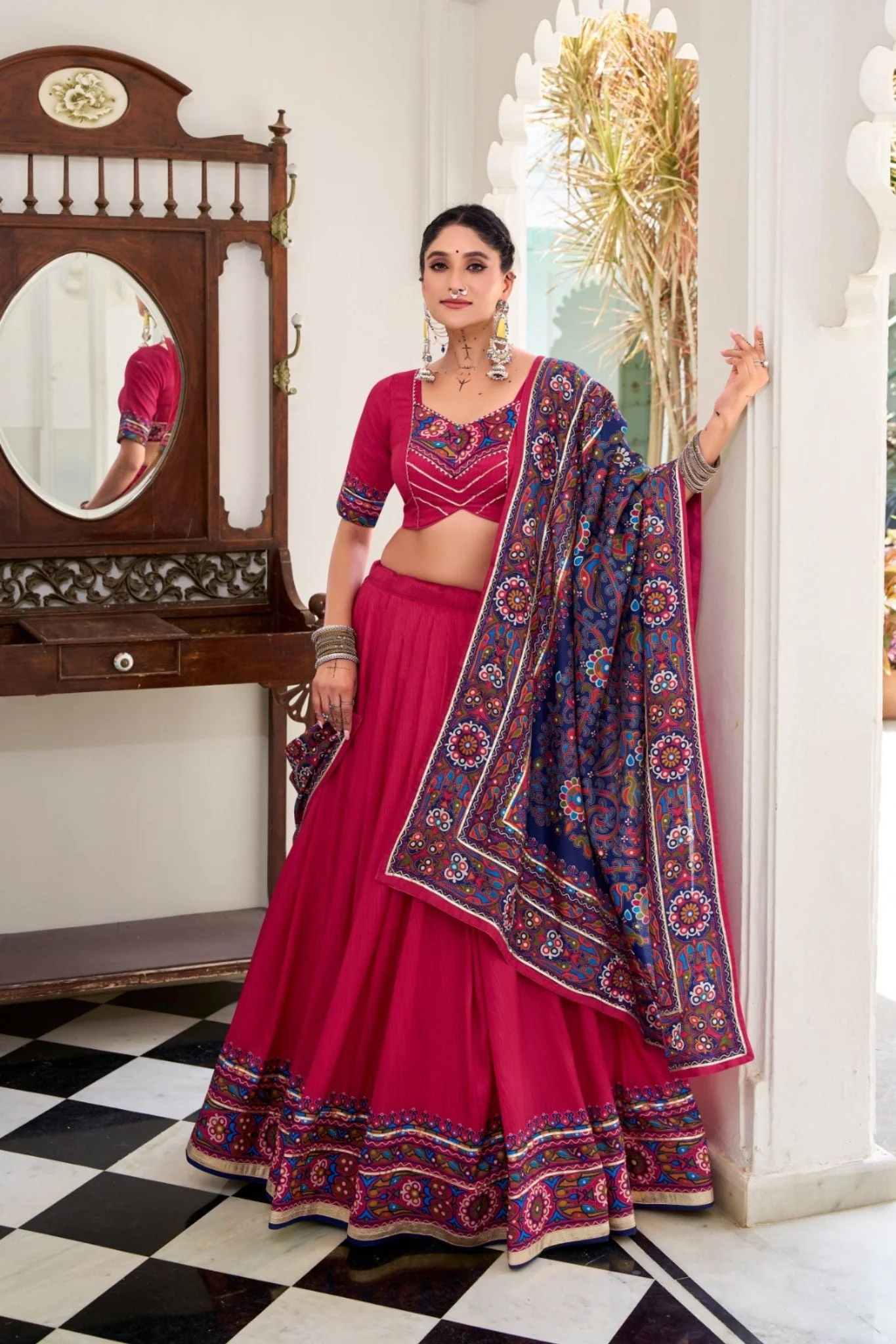Gamthi Print Embossed Designer Beautiful Lehenga Choli - Image 5