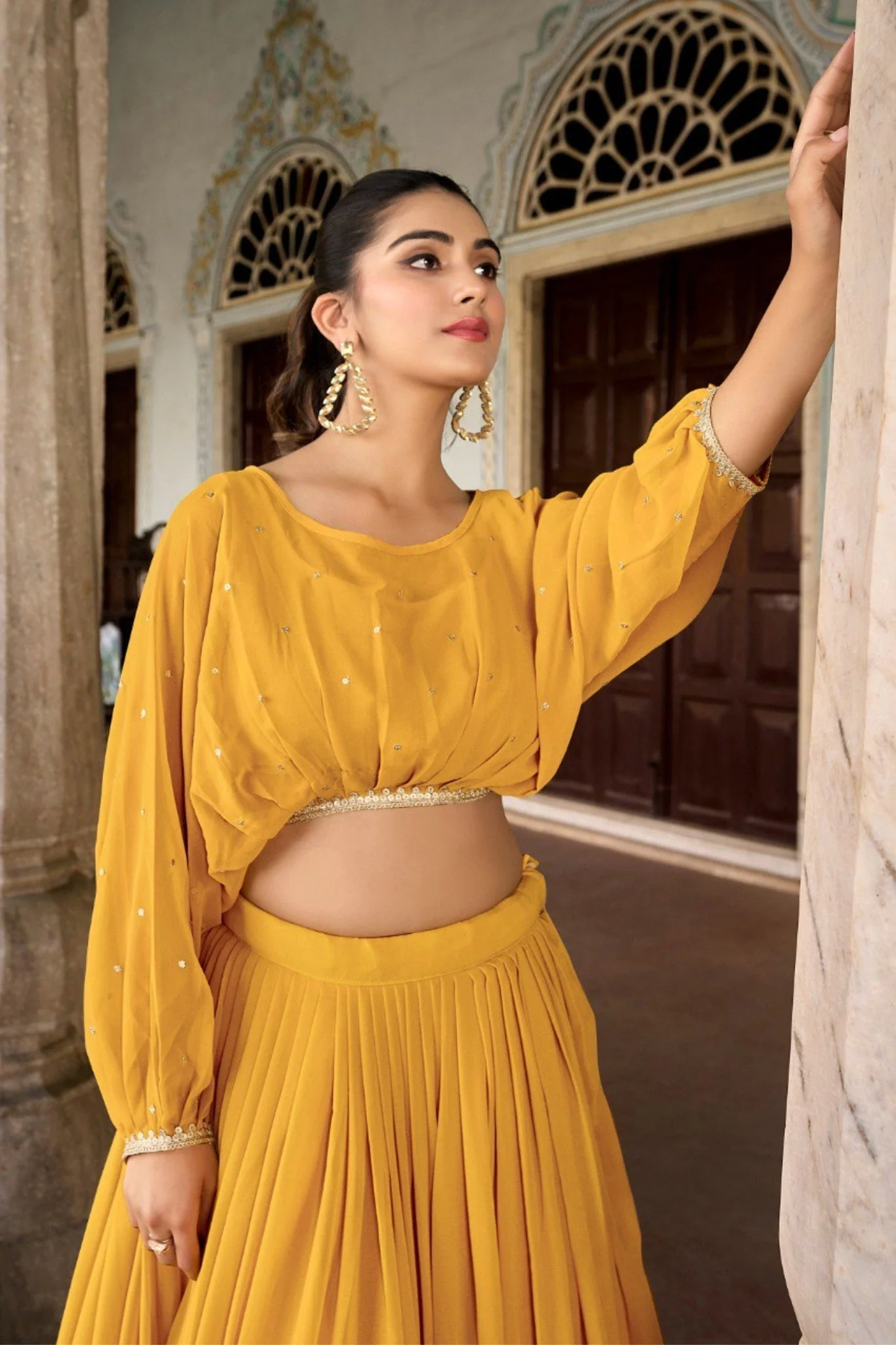 Georgette Embroidered Work Lehenga Co-Ord Set - Image 3