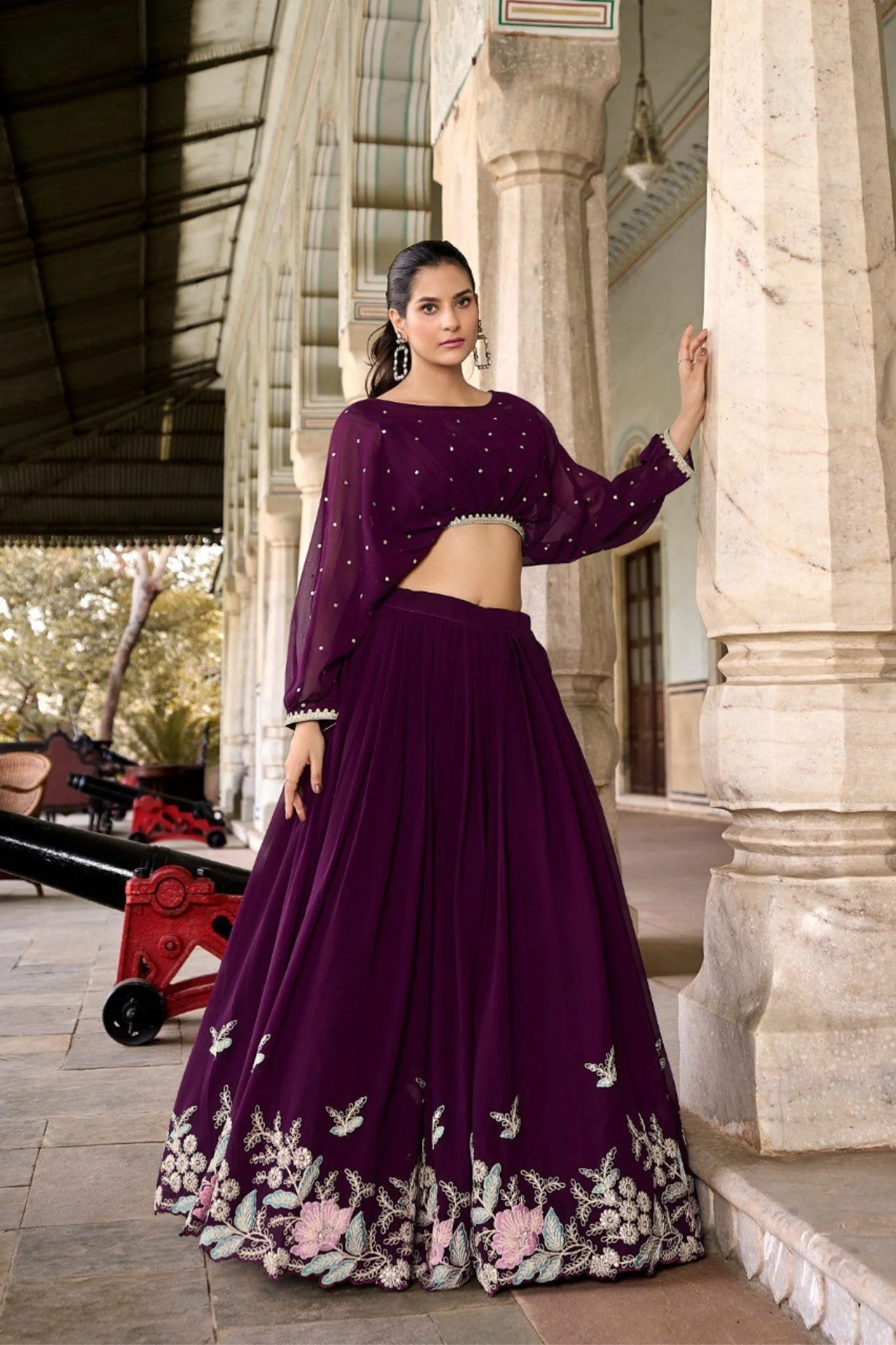 Georgette Embroidered Work Lehenga Co-Ord Set - Image 4