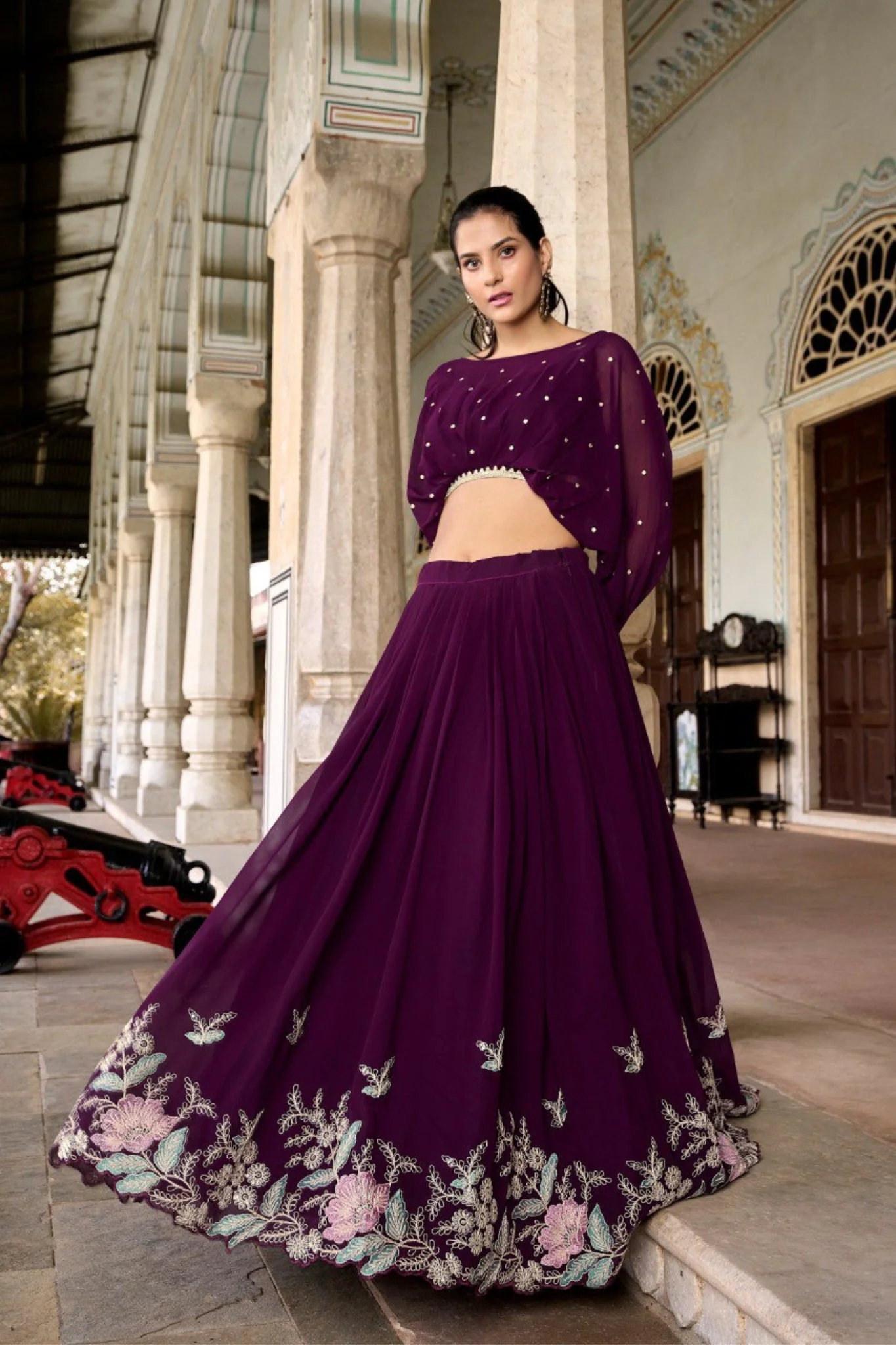 Georgette Embroidered Work Lehenga Co-Ord Set - Image 5