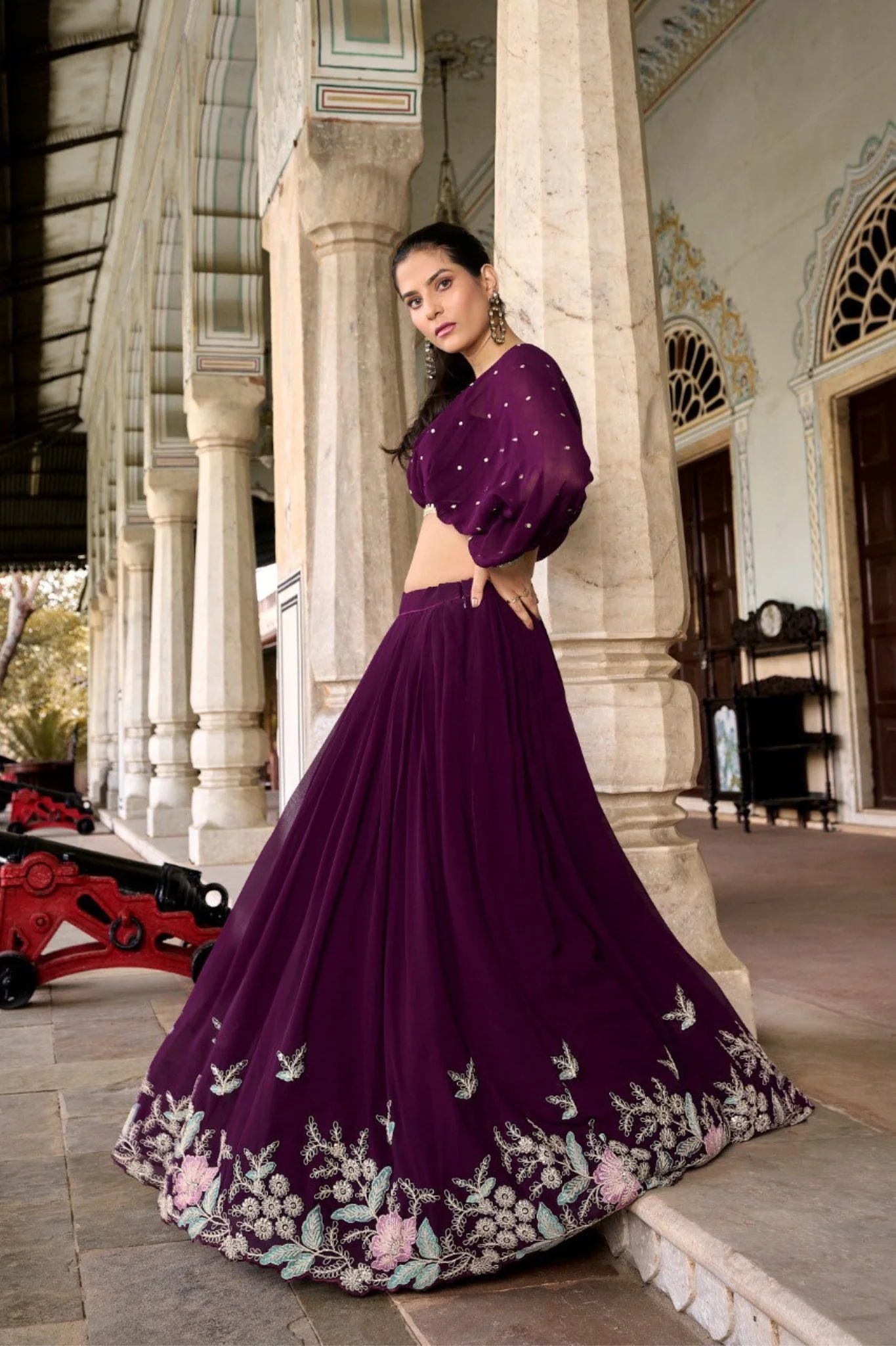 Georgette Embroidered Work Lehenga Co-Ord Set - Image 6