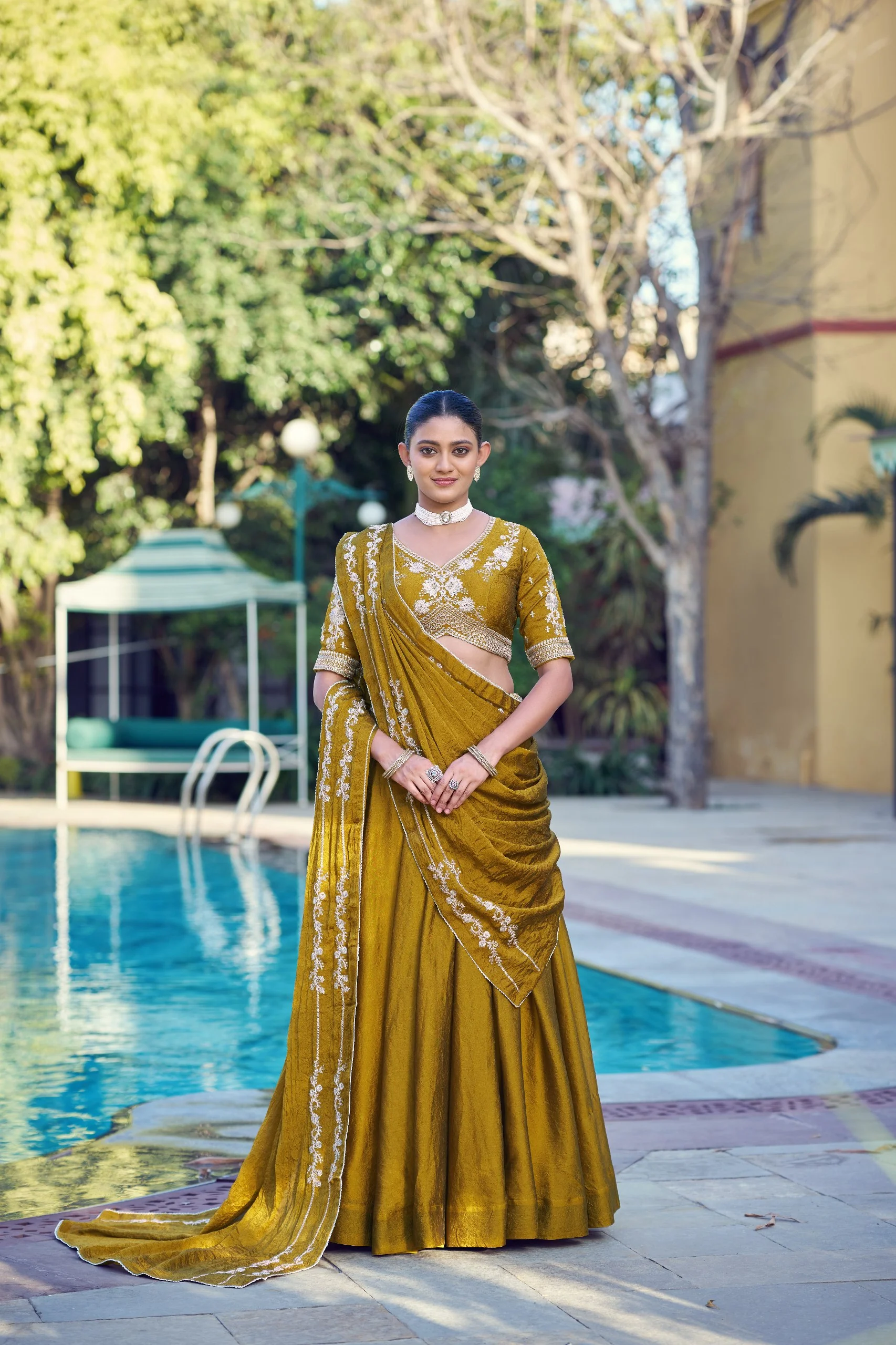 Graceful Rangoli Crush Sequins Belt Embroidered Lehenga Set - Image 10