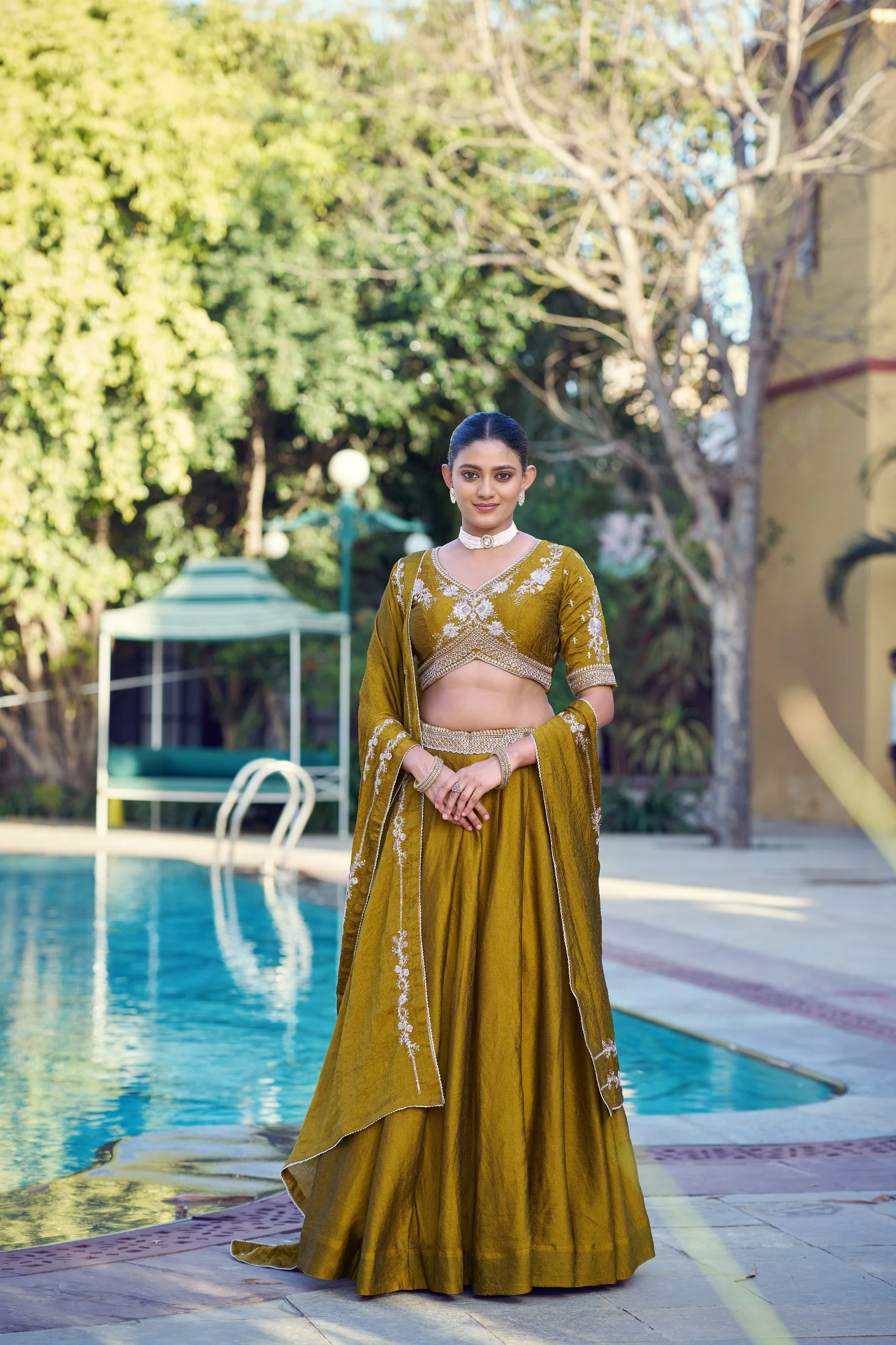 Graceful Rangoli Crush Sequins Belt Embroidered Lehenga Set - Image 11