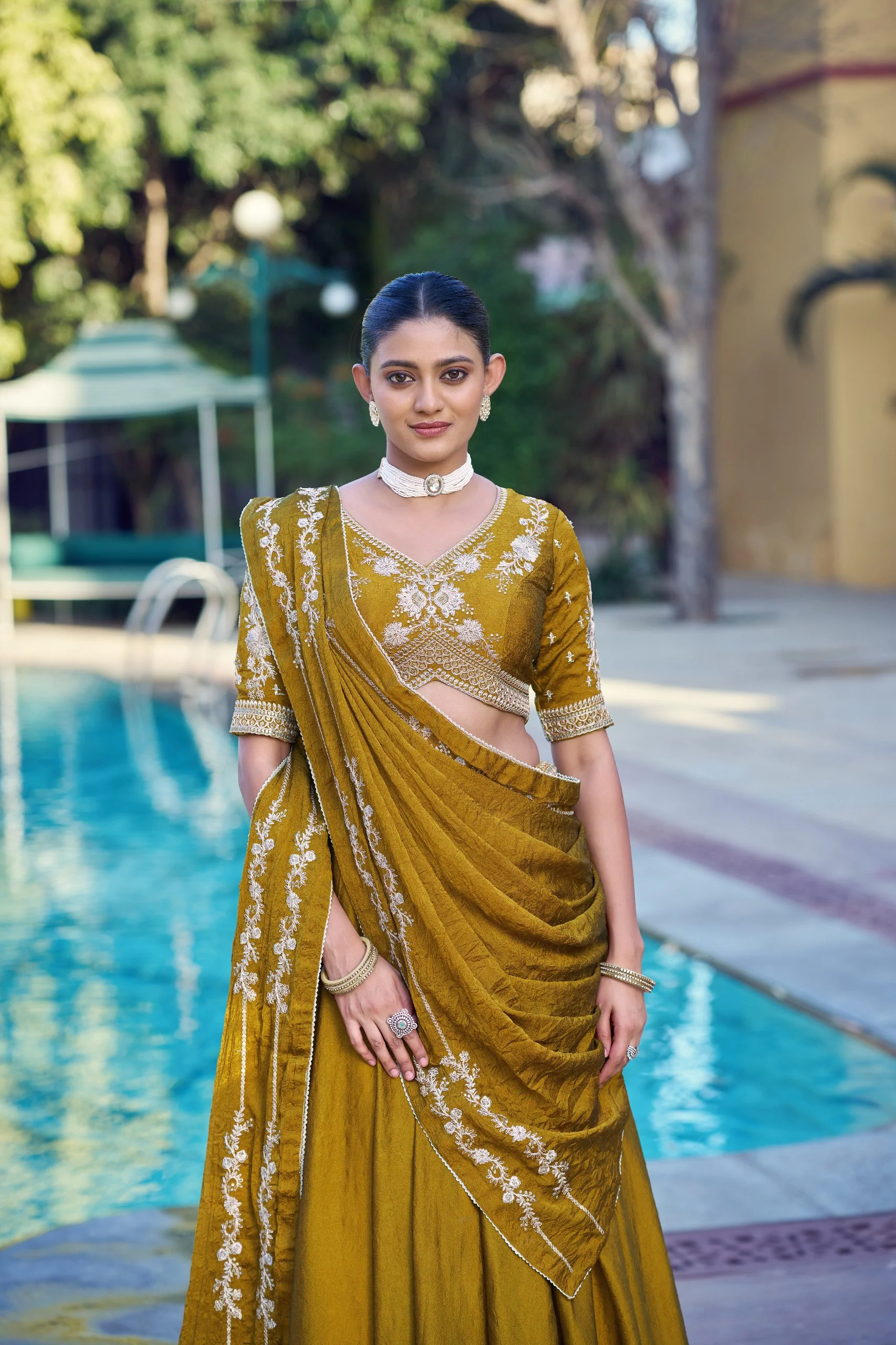 Graceful Rangoli Crush Sequins Belt Embroidered Lehenga Set - Image 12