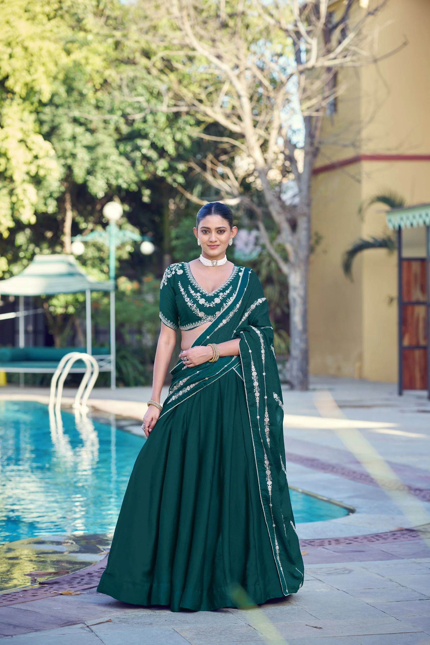 Graceful Rangoli Crush Sequins Belt Embroidered Lehenga Set - Image 5
