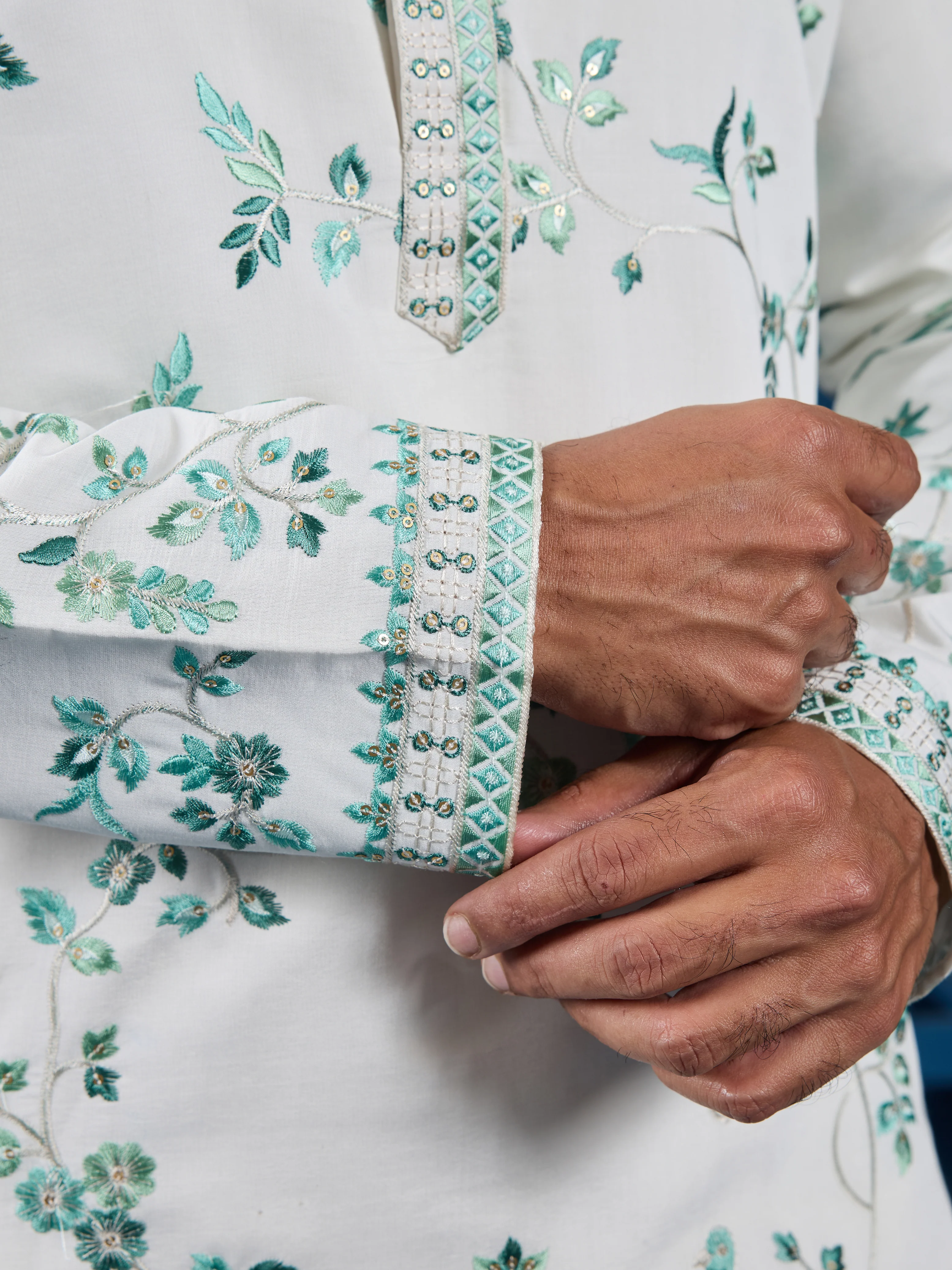 Graceful White Viscose Silk Kurta for Mens Wear - Image 3