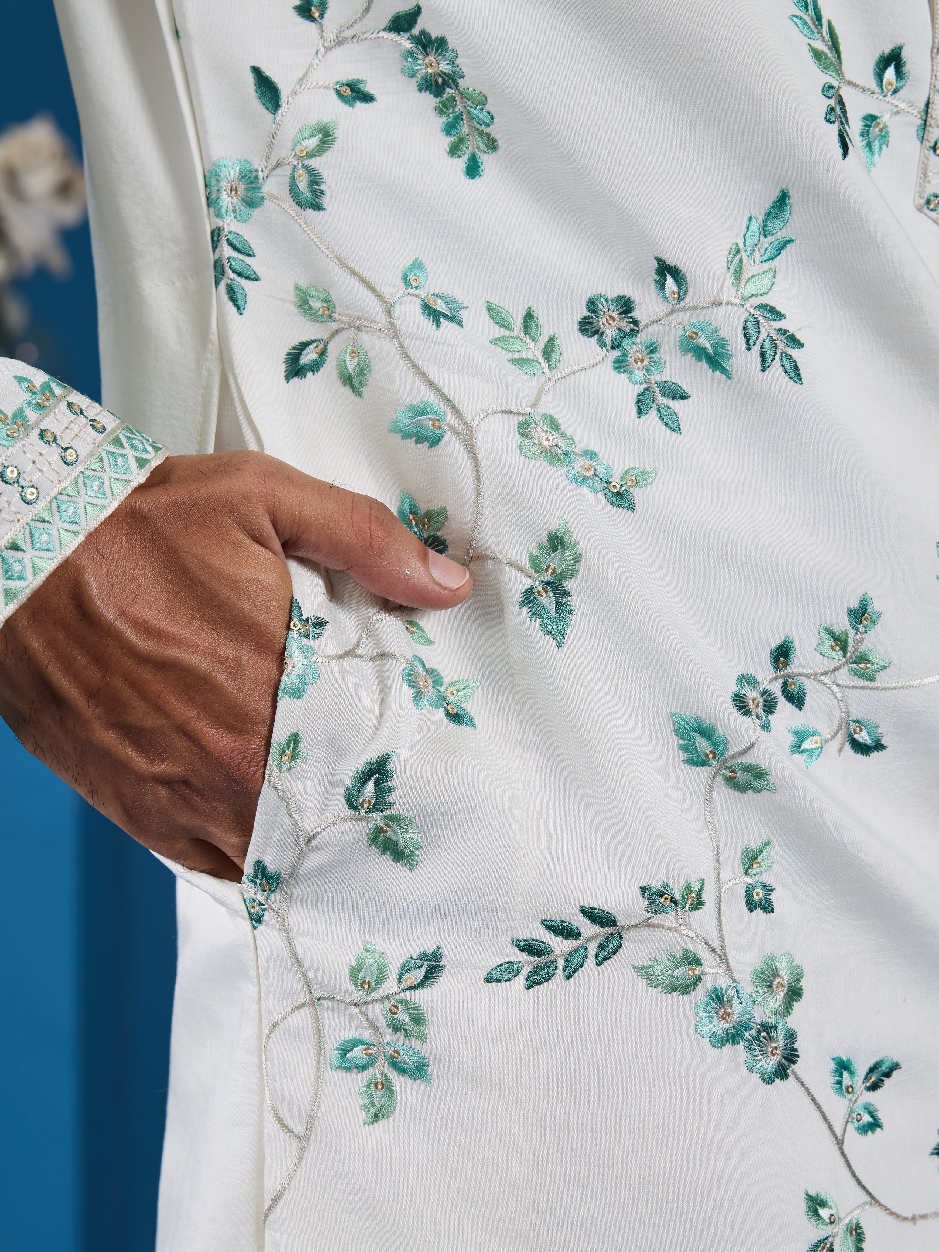 Graceful White Viscose Silk Kurta for Mens Wear - Image 4