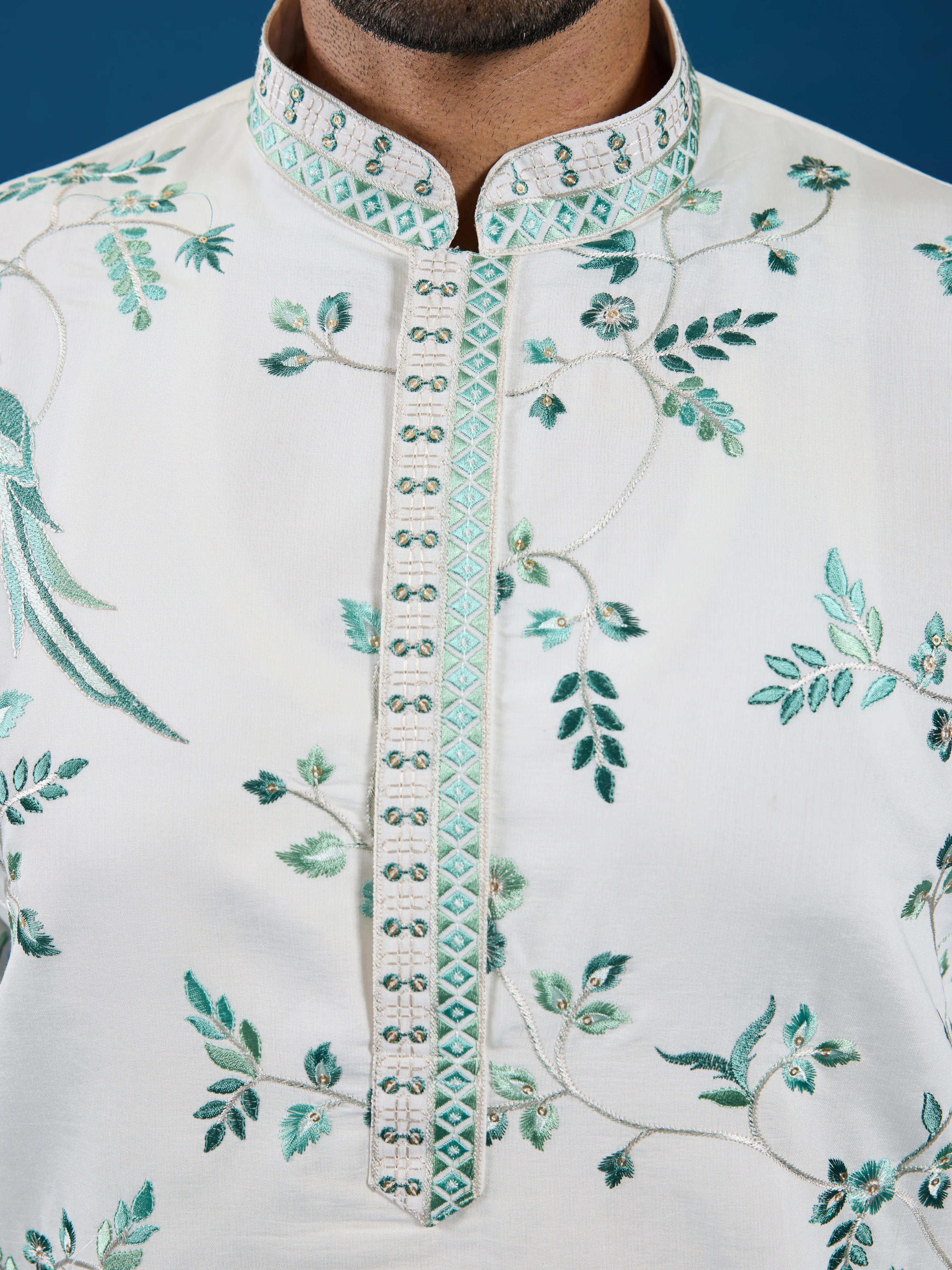 Graceful White Viscose Silk Kurta for Mens Wear - Image 5