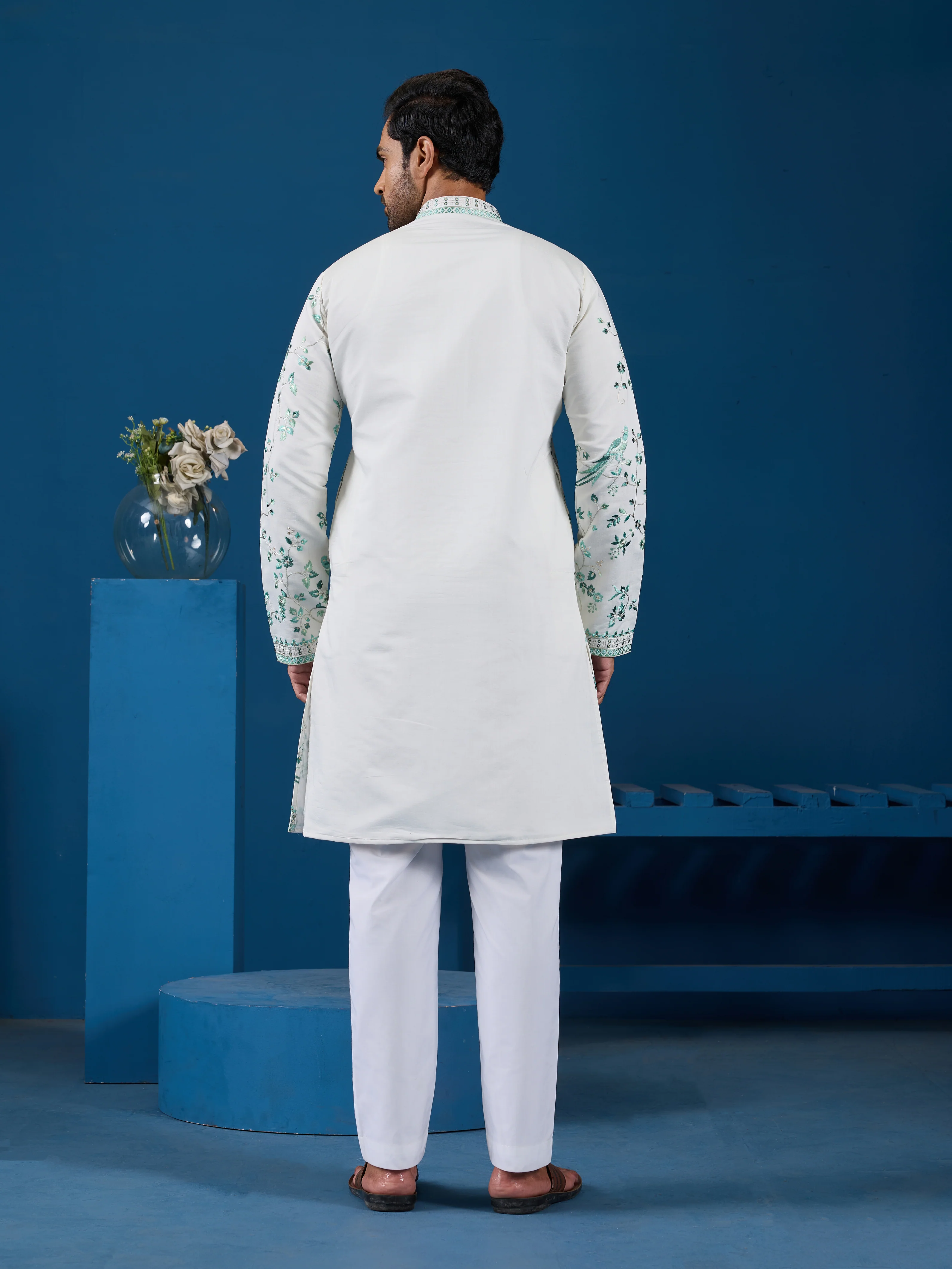 Graceful White Viscose Silk Kurta for Mens Wear - Image 6