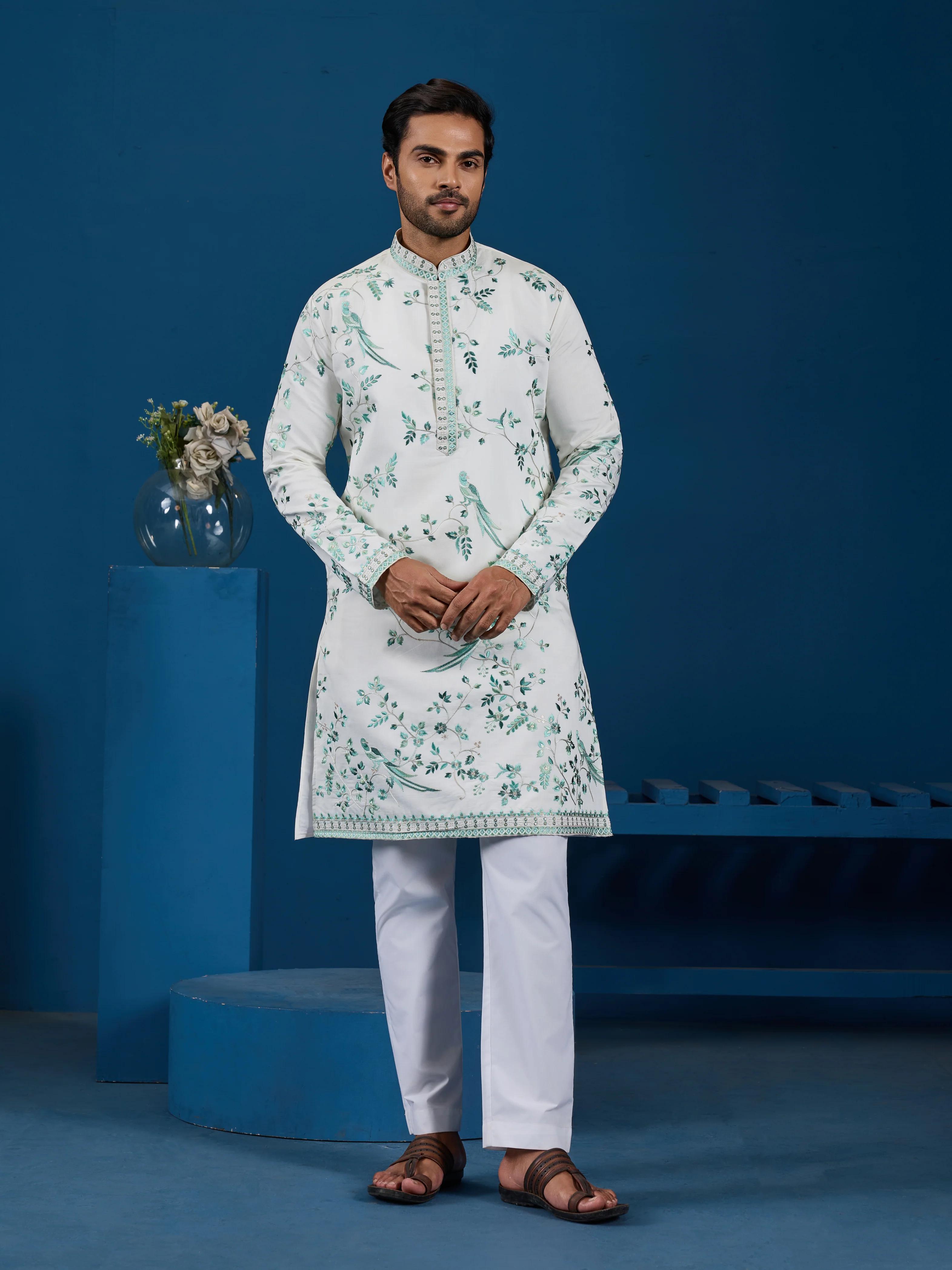 Graceful White Viscose Silk Kurta for Mens Wear - Image 7