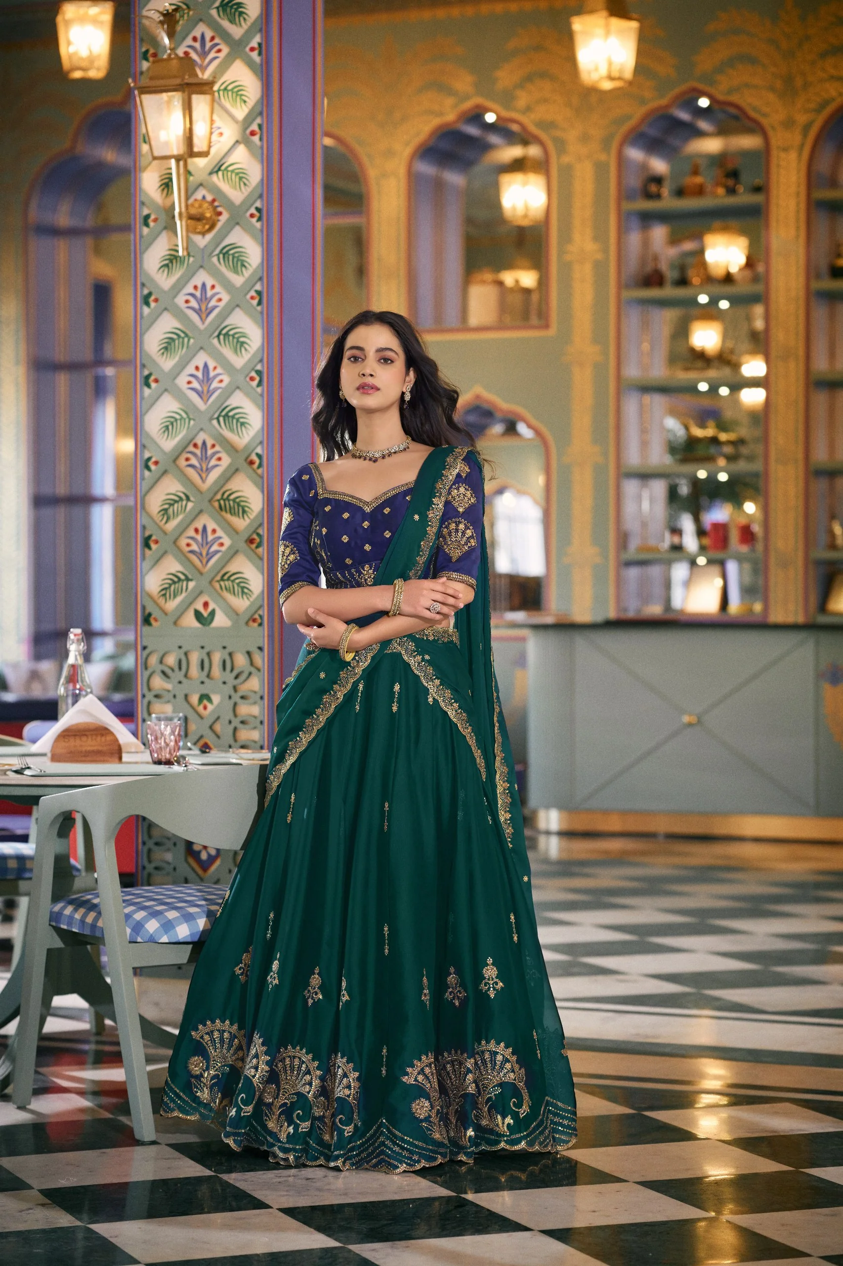 Green Rangoli Silk Embroidered Lehenga Choli for Festive Wear - Image 5