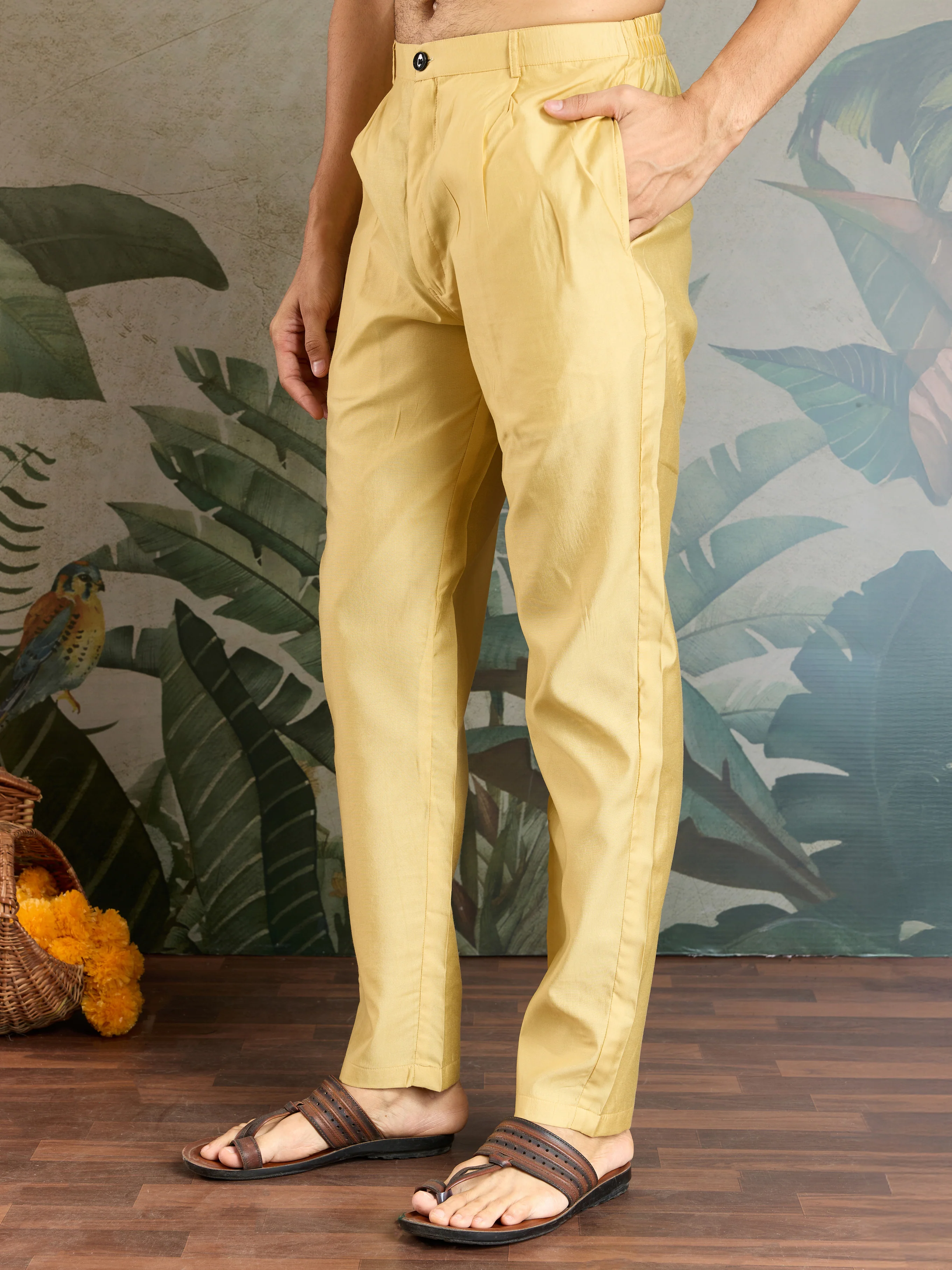 Haldi Special Yellow Kurta Pajama with Open Jacket for Men - Image 7