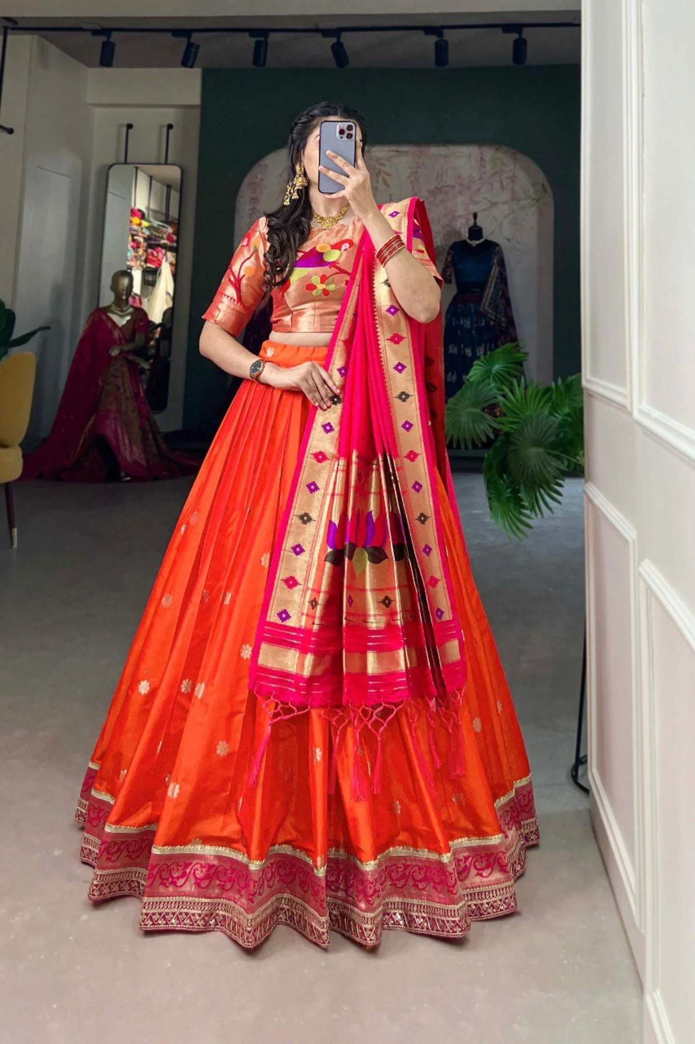 Jacquard Silk Paithani Perfect Traditional Lehenga Choli - Image 2