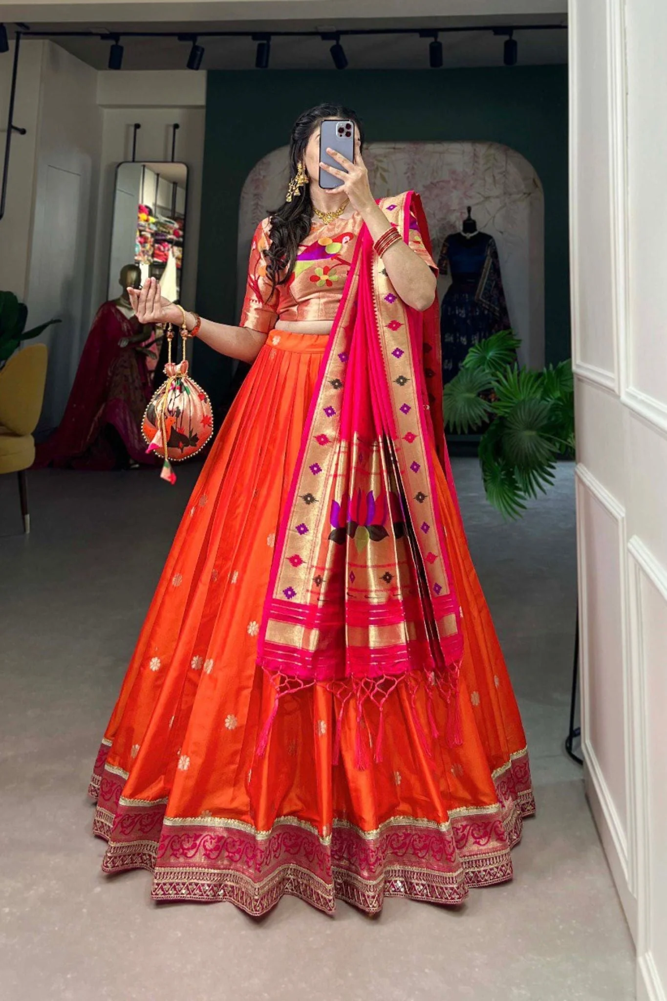 Jacquard Silk Paithani Perfect Traditional Lehenga Choli - Image 3