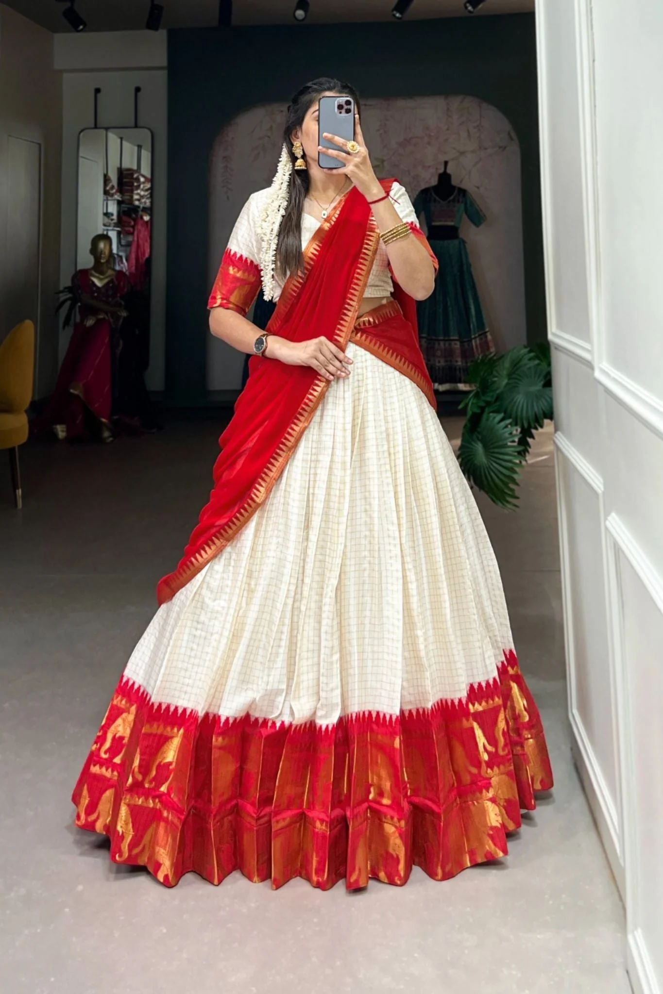 Kalyani Cotton Lehenga Choli Paired With Flowing Georgette Dupatta - Image 12