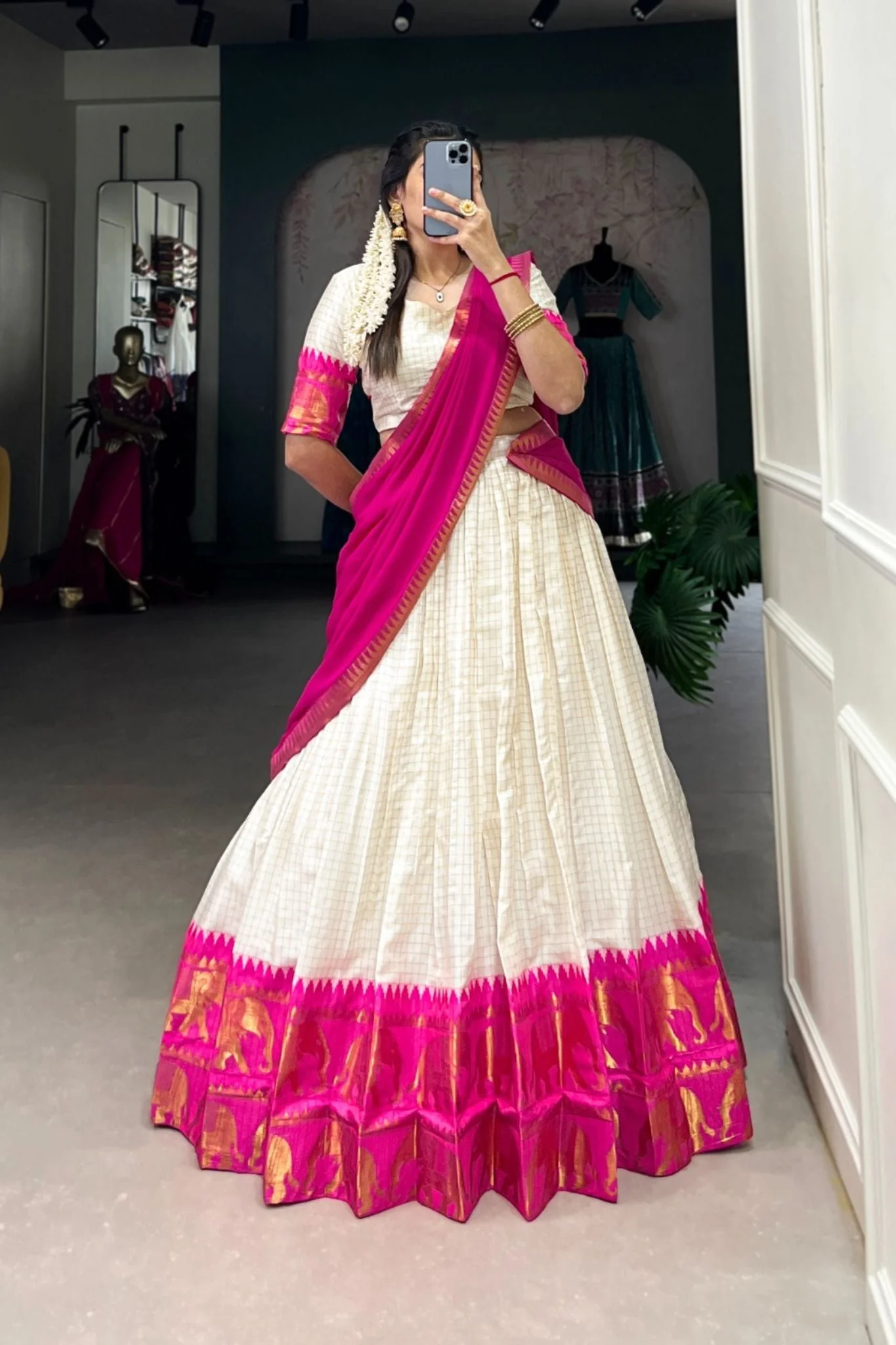 Kalyani Cotton Lehenga Choli Paired With Flowing Georgette Dupatta - Image 5