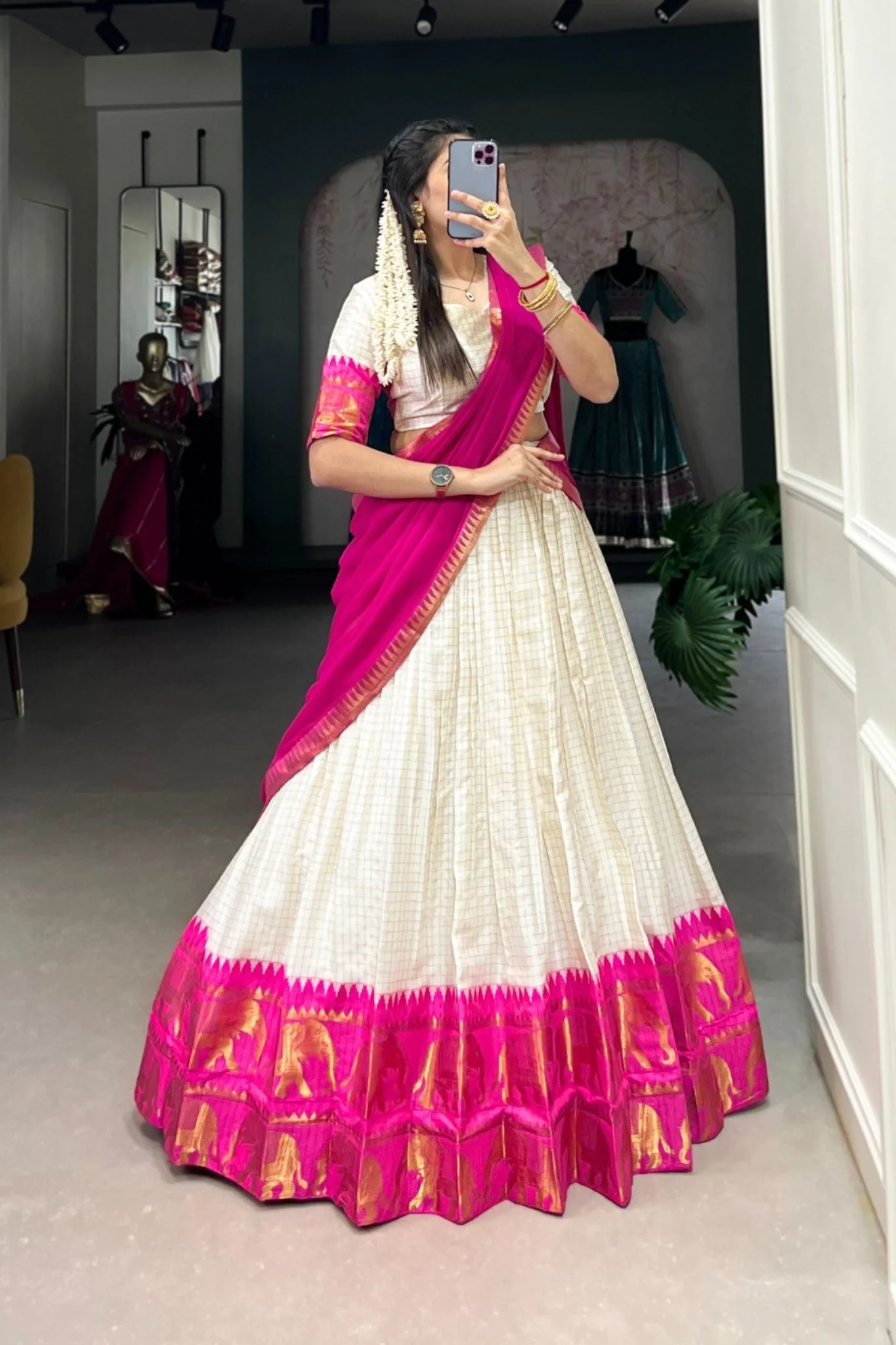 Kalyani Cotton Lehenga Choli Paired With Flowing Georgette Dupatta - Image 6