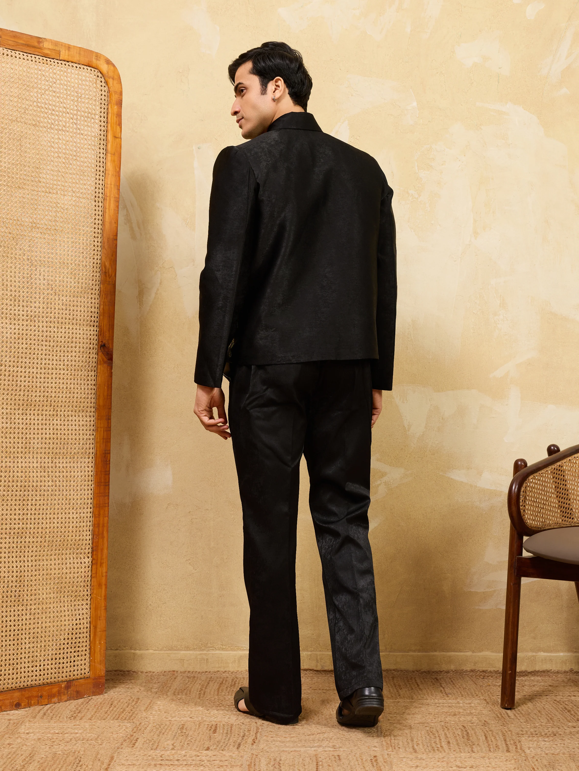 Luxury Black Bomber Jacket with Pant for Men Wedding Wear - Image 6