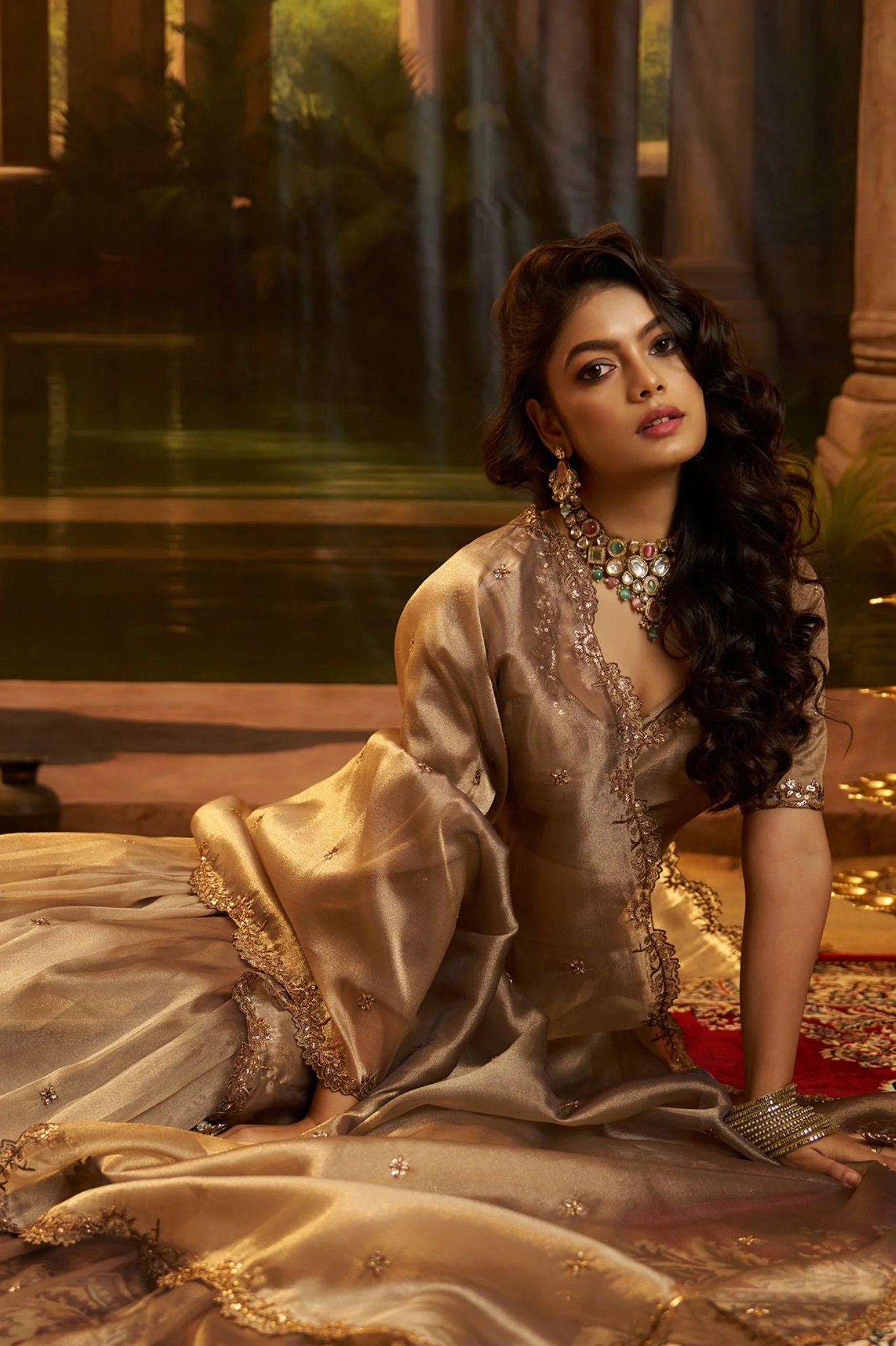 Luxury Brown Hiranya Silk Lehenga Set Featuring Art Silk Blouse And Detailed Embroidered Dupatta - Image 5