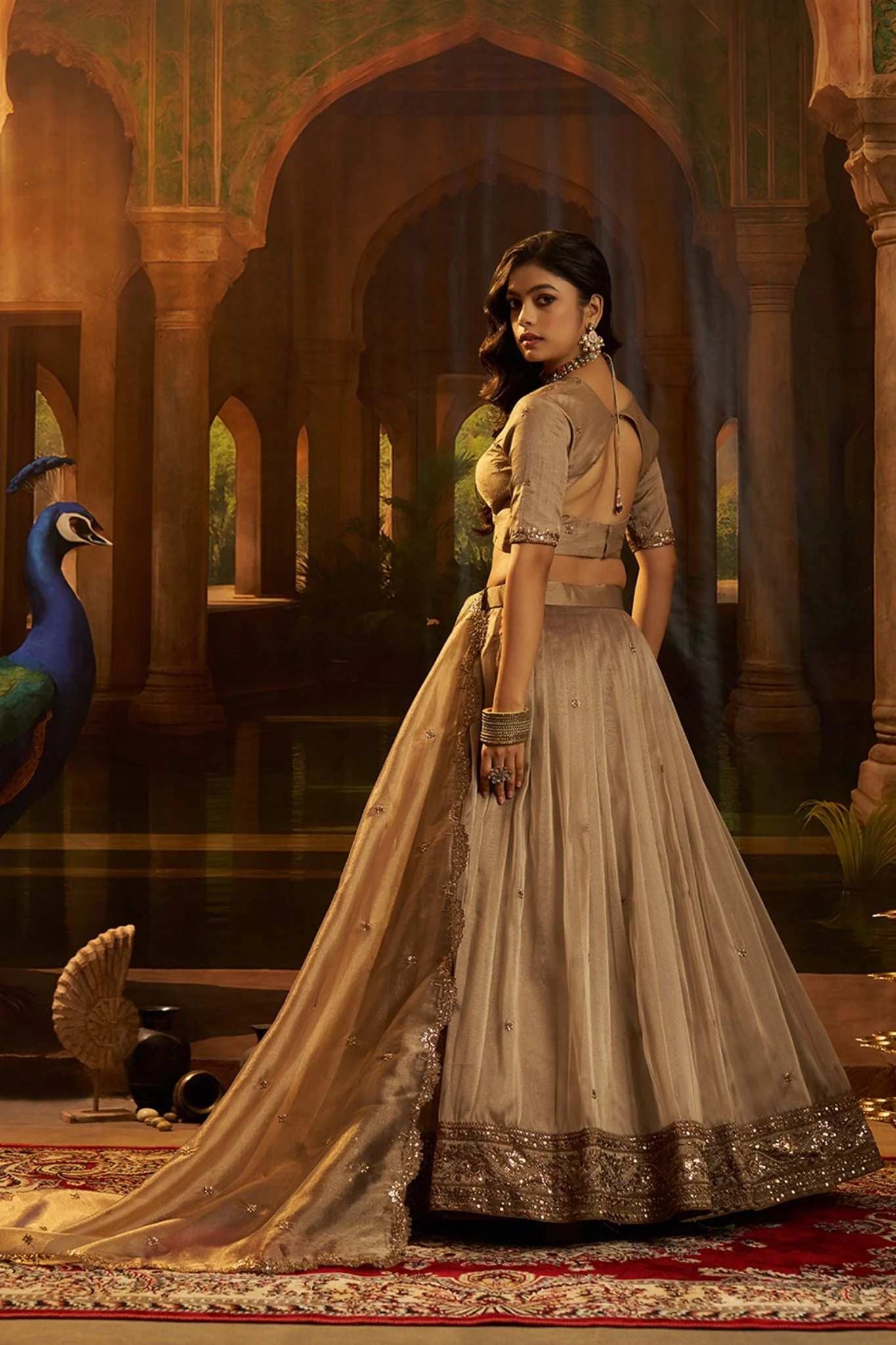 Luxury Brown Hiranya Silk Lehenga Set Featuring Art Silk Blouse And Detailed Embroidered Dupatta - Image 7