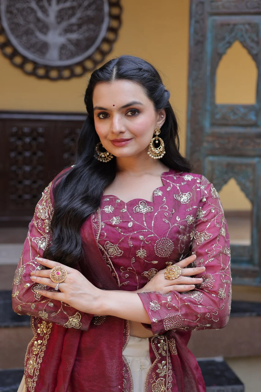Luxury Cosmos Zari and Pipe Work Lehenga Set with Dupatta - Image 8