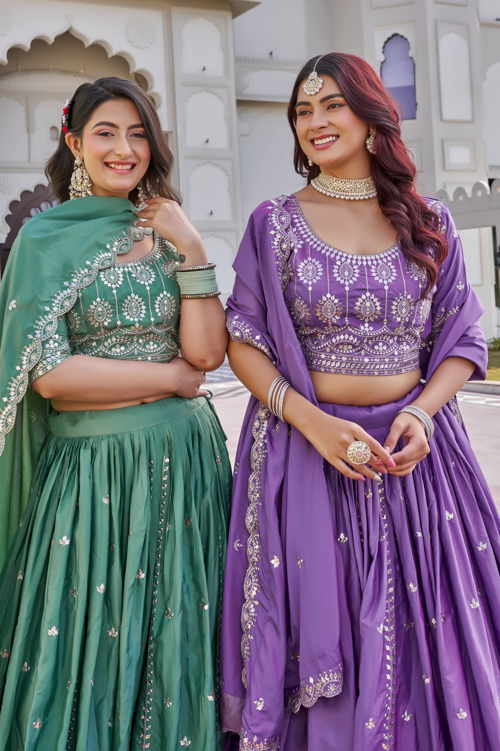 Luxury Crepe Silk Embroidered Lehenga Choli Set with Dupatta - Image 10