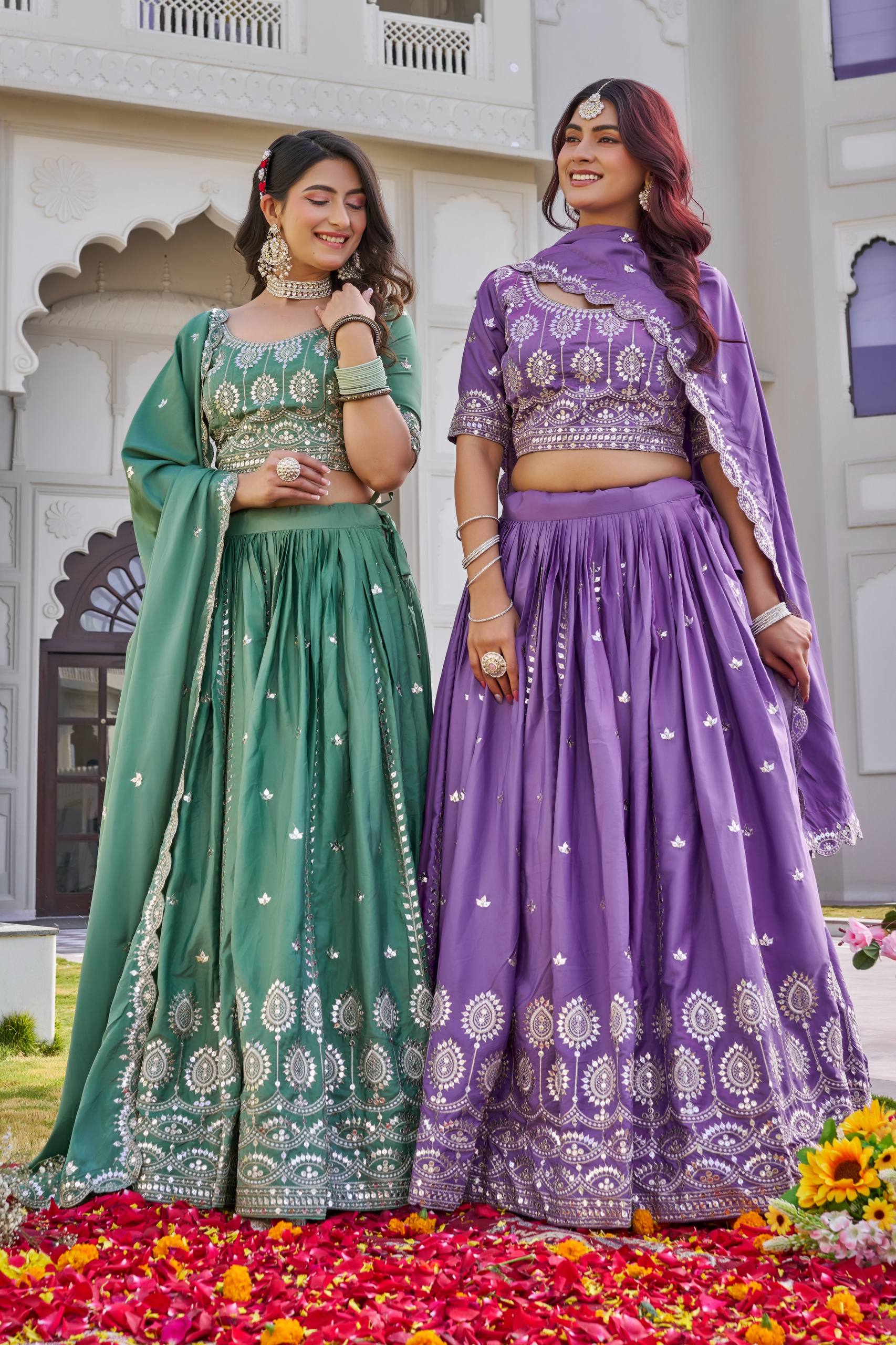 Luxury Crepe Silk Embroidered Lehenga Choli Set with Dupatta - Image 11