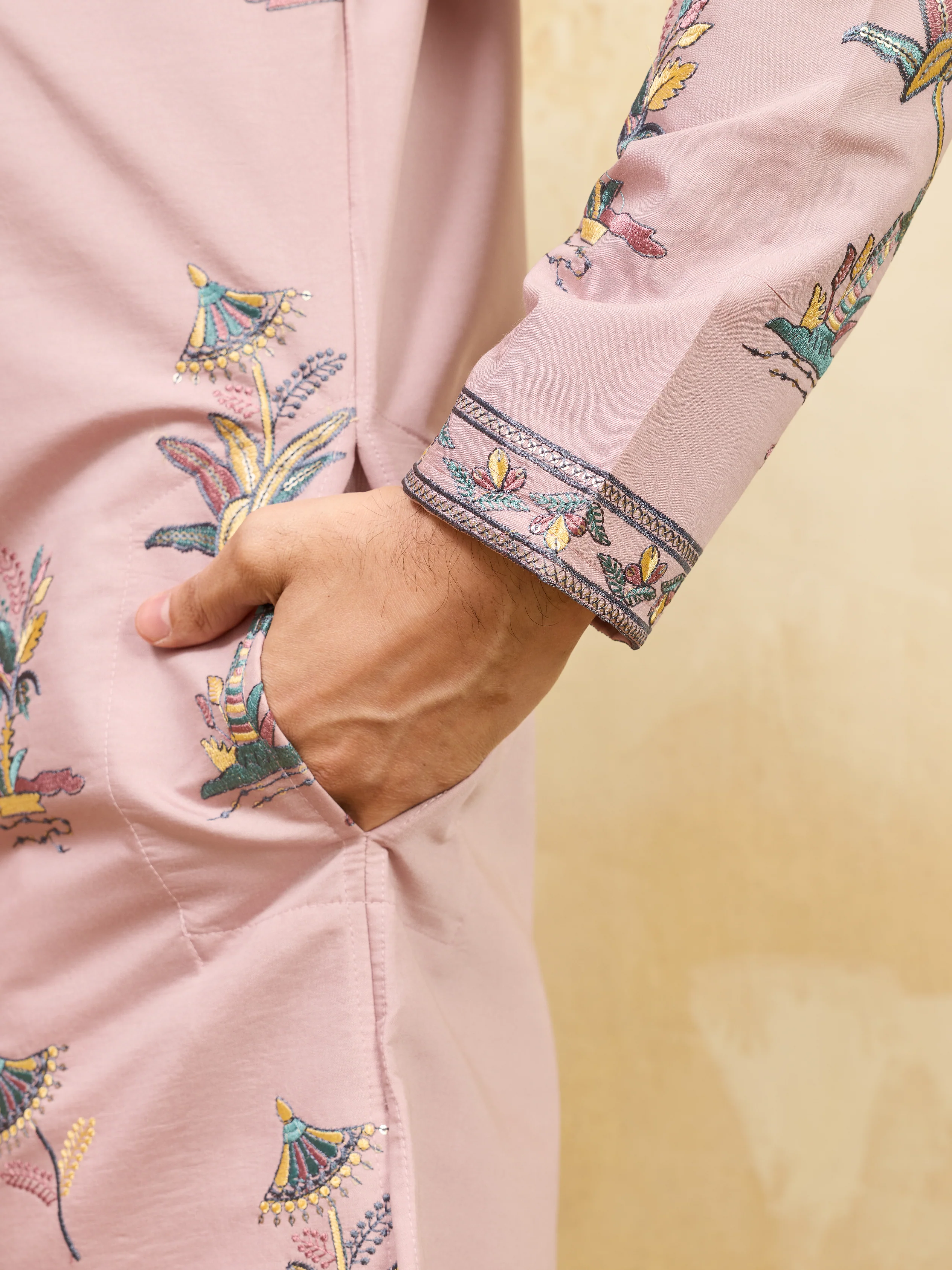 Luxury Pink Viscose Silk Kurta Ensemble for Celebrations - Image 4