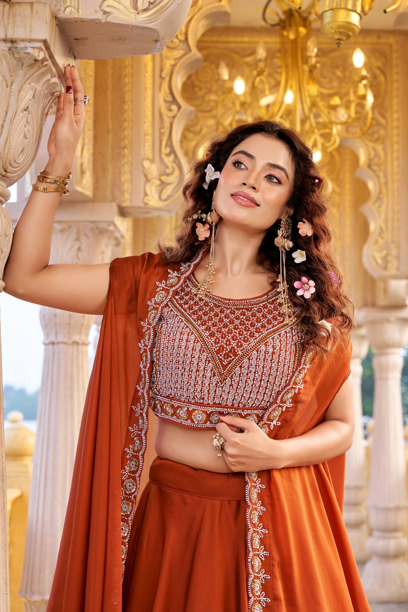 Luxury Rangoli Silk Lehenga with Beads and Sequin Work - Image 3