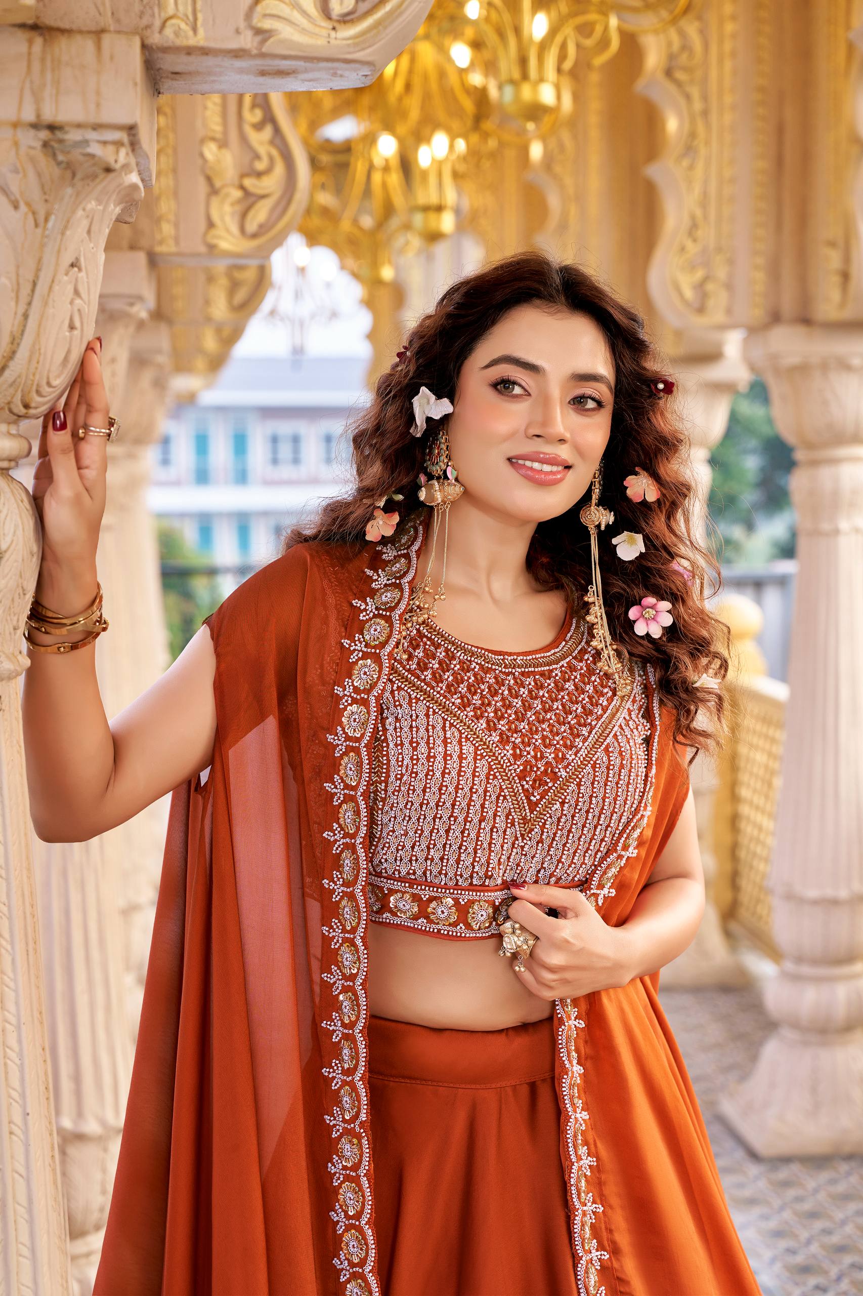 Luxury Rangoli Silk Lehenga with Beads and Sequin Work - Image 4