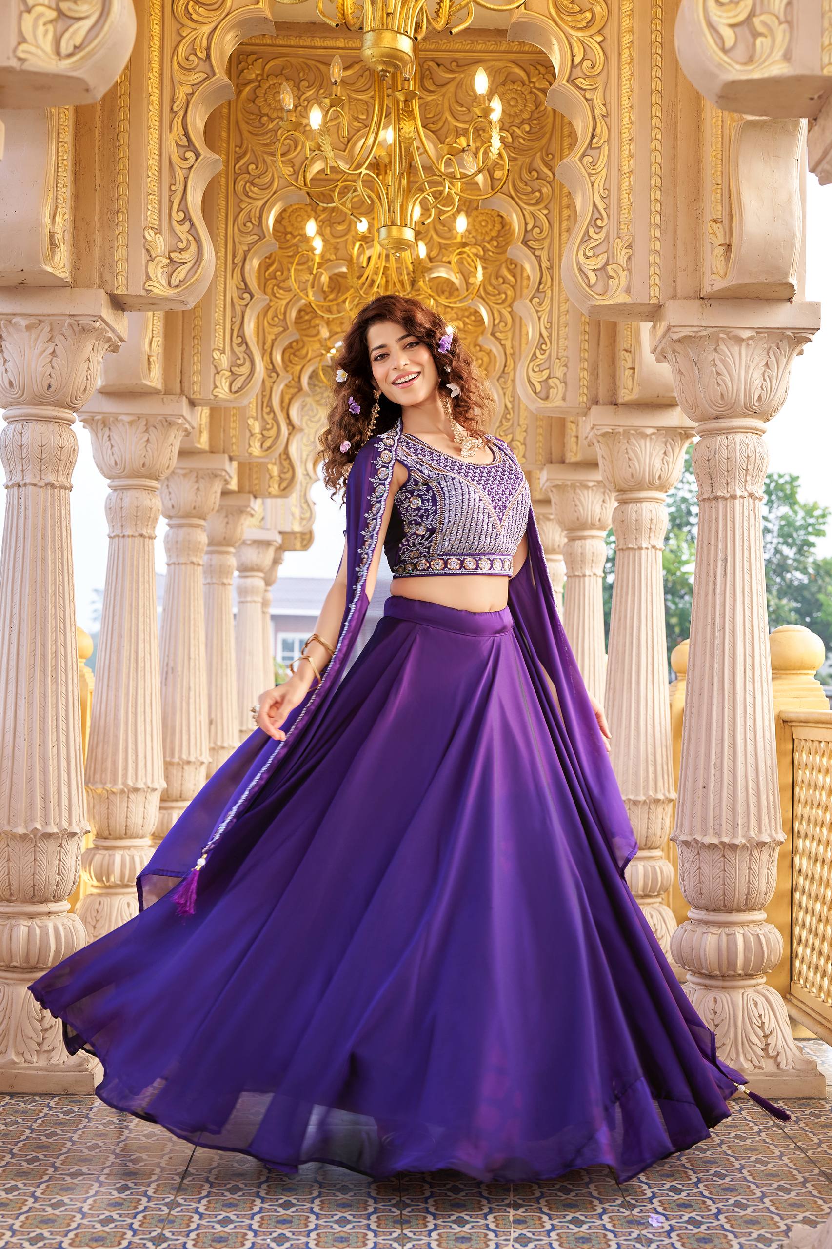 Luxury Rangoli Silk Lehenga with Beads and Sequin Work - Image 9
