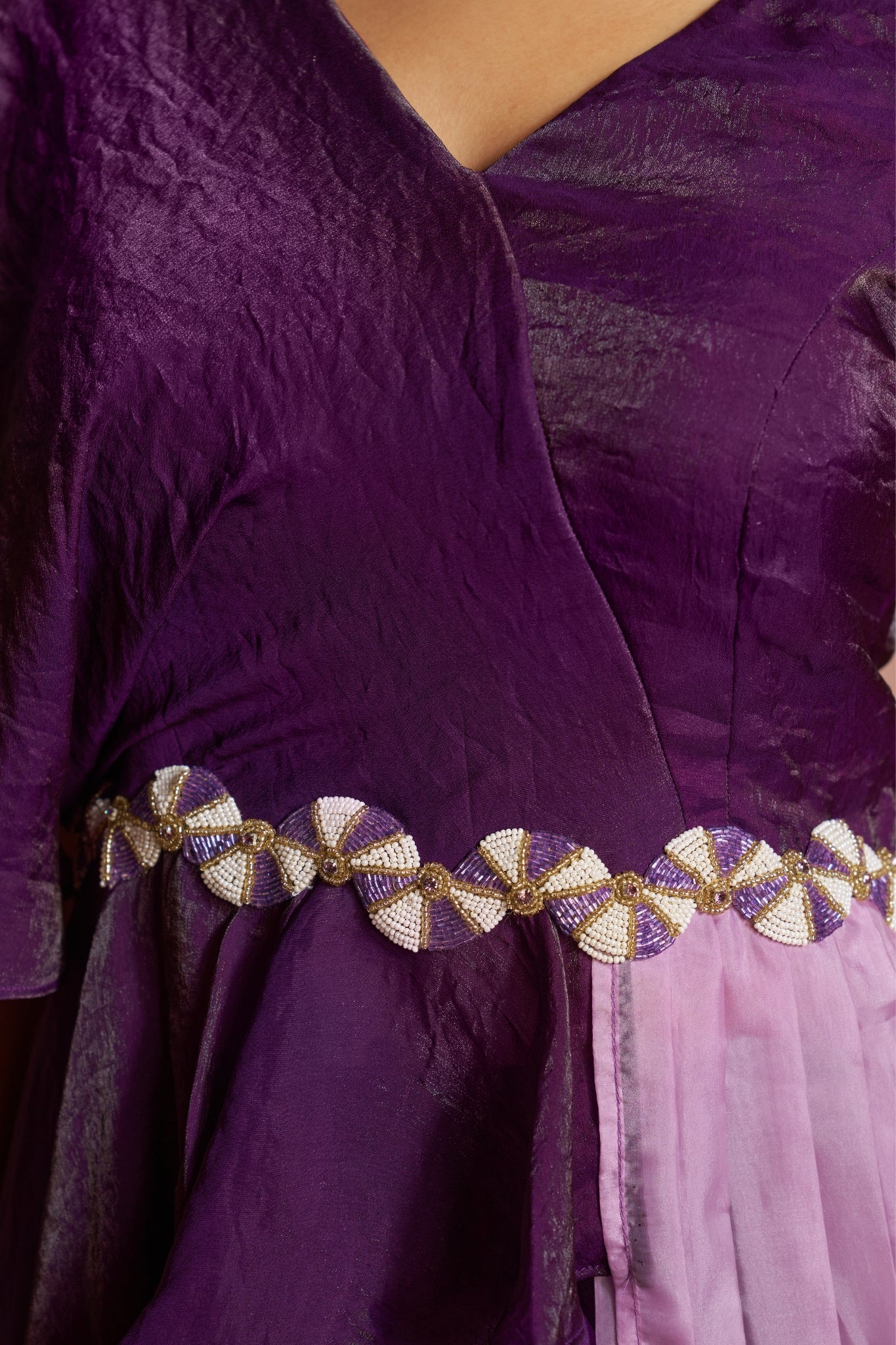 Luxury Wine Organza Co Ord Set For Women - Image 7