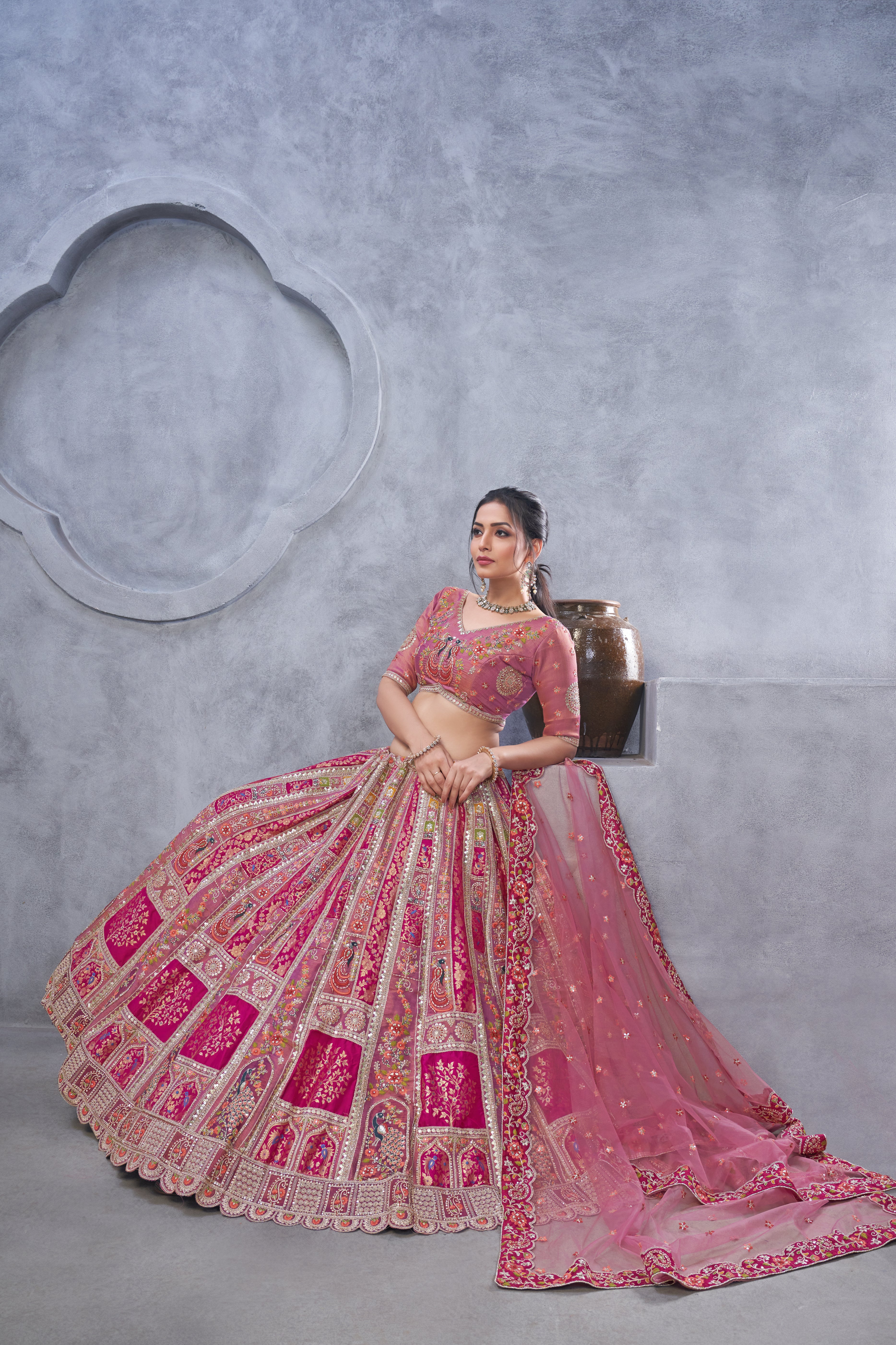 Magenta Purple Art Silk Bridal Lehenga with Dupatta - Image 3