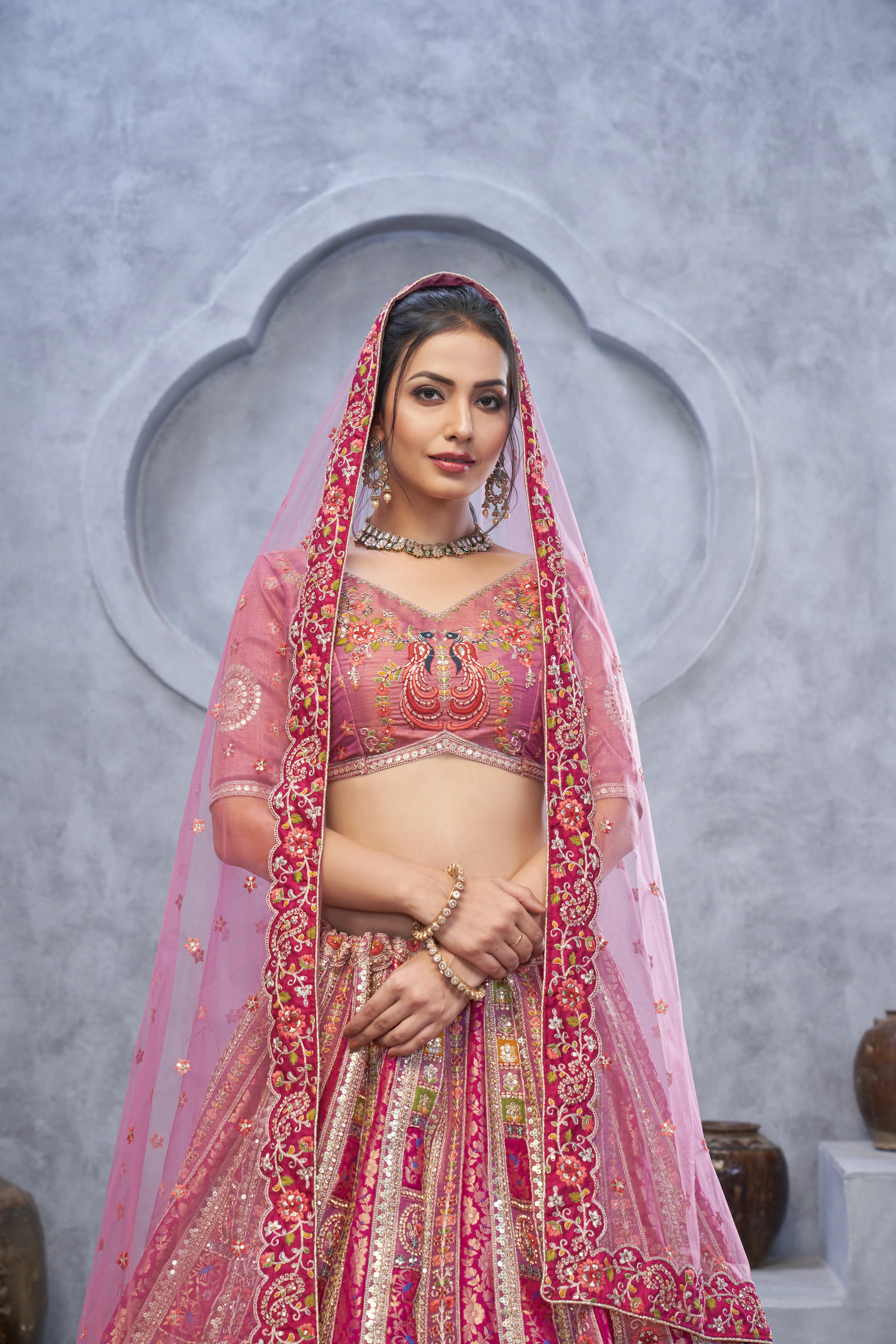 Magenta Purple Art Silk Bridal Lehenga with Dupatta - Image 4
