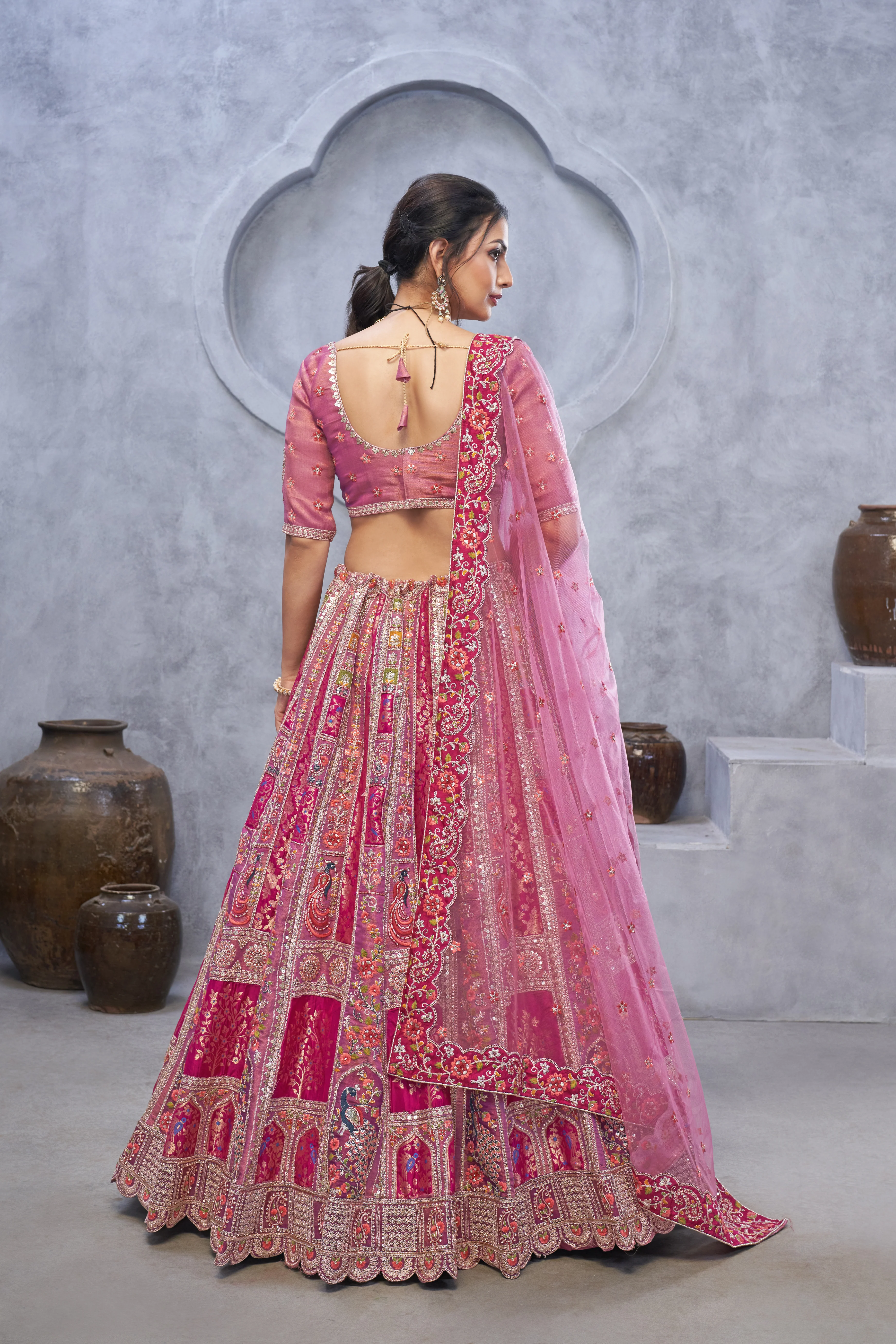 Magenta Purple Art Silk Bridal Lehenga with Dupatta - Image 5