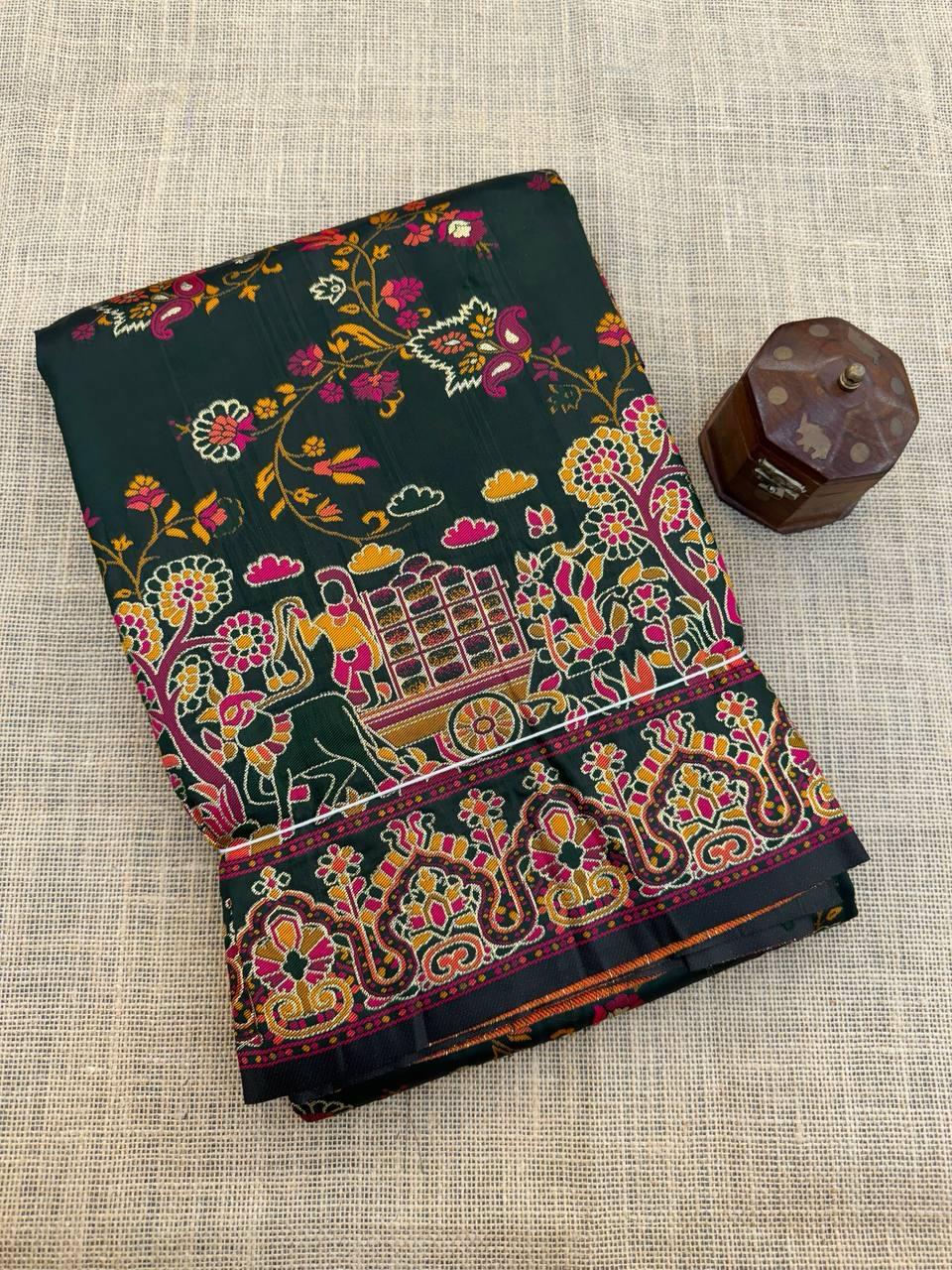 Magnificat Black Pashmina Saree With Comely Blouse Piece - Image 2