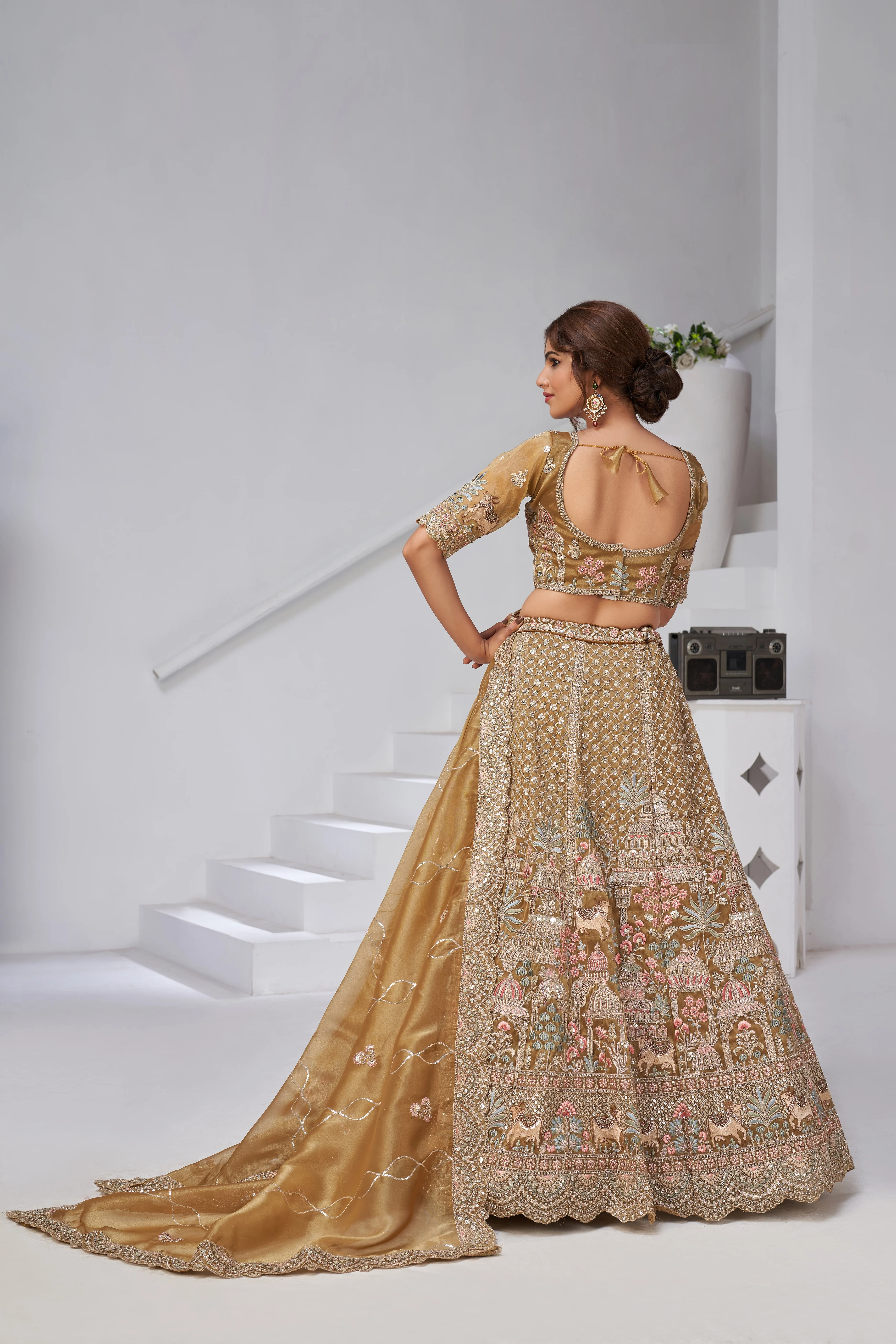 Mehendi Green Divine Grandeur Royal Raw Silk Bridal Lehenga Set - Image 8