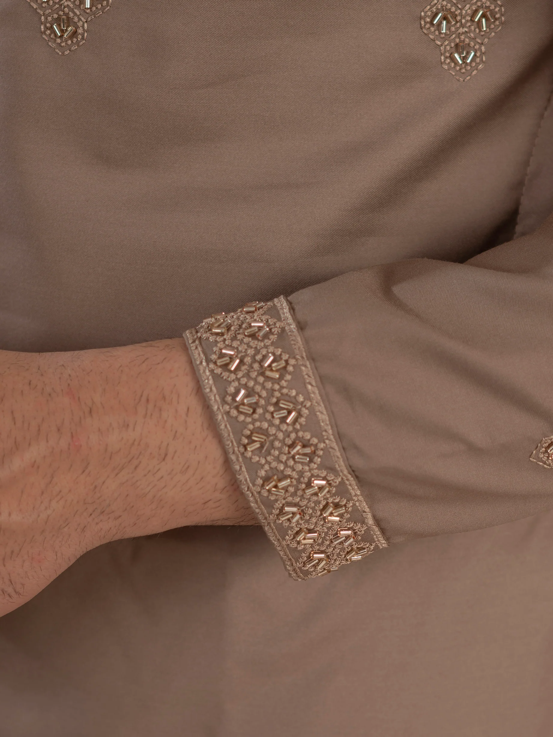 Modern Dusty Brown Soft Cotton Kurta Set with Butta Embroidery - Image 3