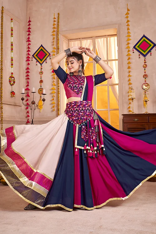Multi Color Viscose Cotton Navratri Chaniya Choli - Image 3