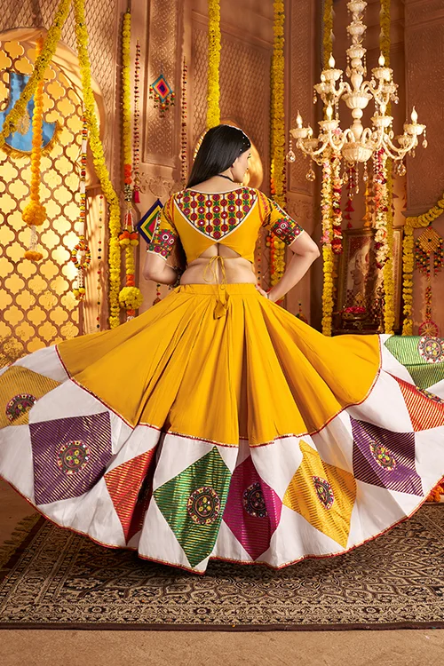 Mustard Yellow Ready to Wear Chaniya Choli for Navratri - Image 6