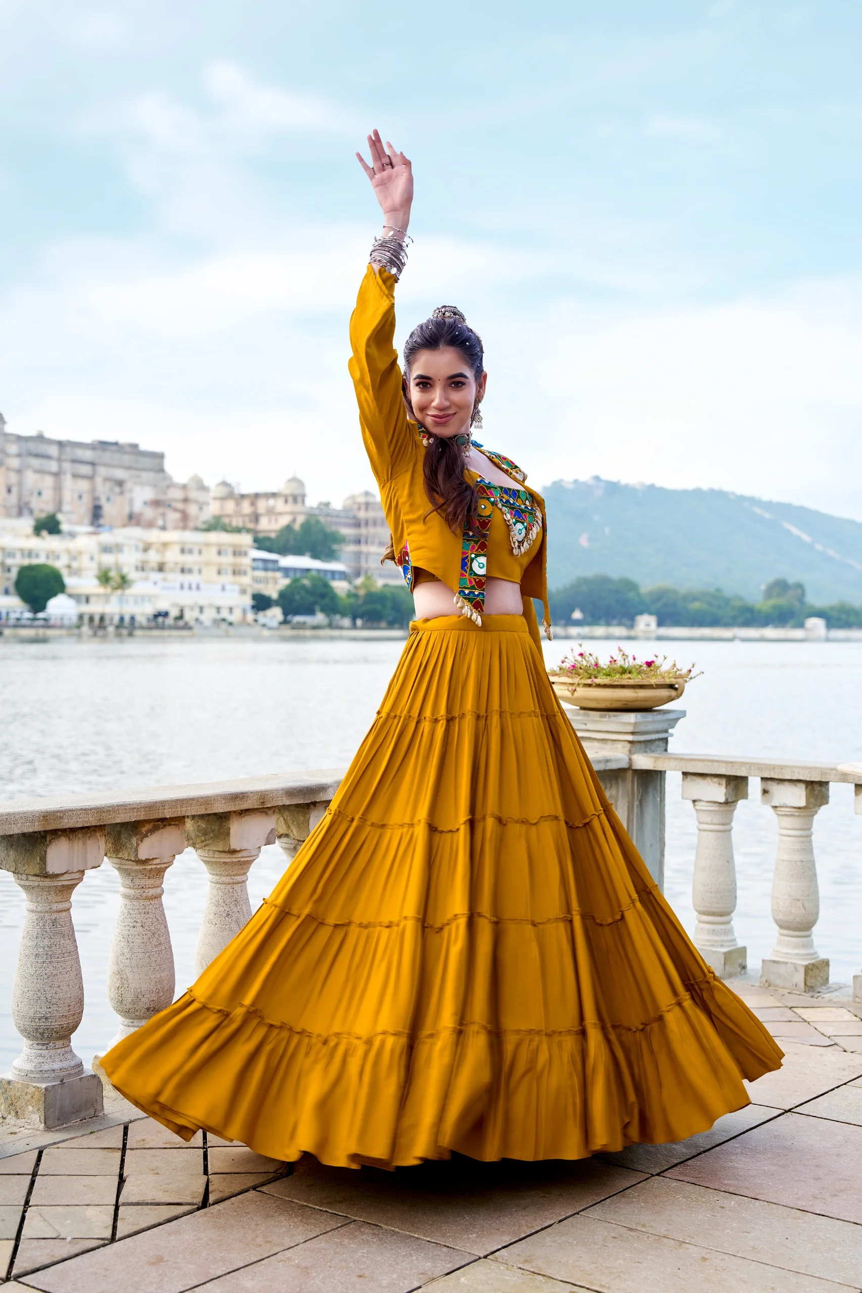 Navratri Special Gamthi Work Mirror Lehenga Set with Designer Koti - Image 7