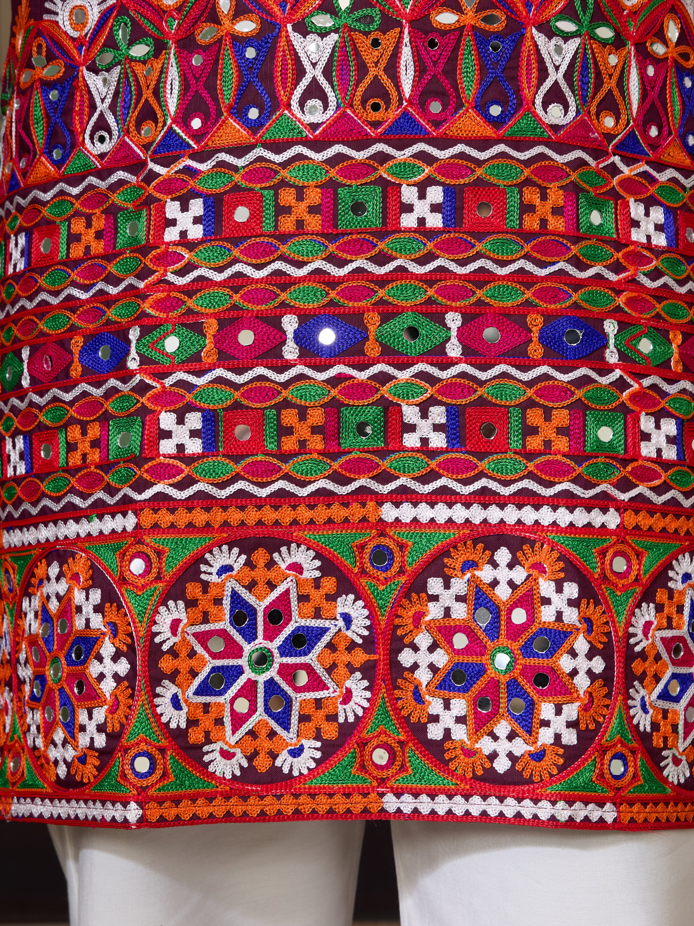 Navratri Wine Cotton Kurta for Mens with Pajama - Image 5