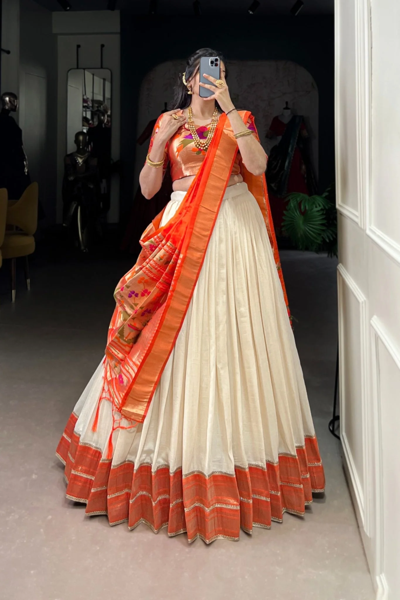 Paithani Jacquard Silk Lehenga Choli Set With Zari Weaving & Tassel Dupatta – Festive Special - Image 2