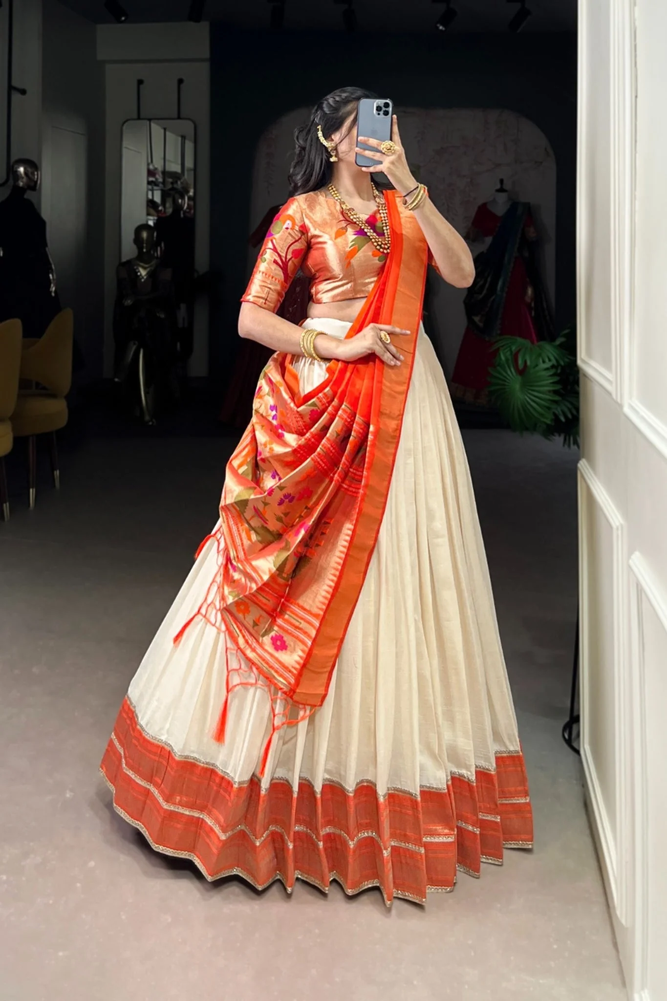 Paithani Jacquard Silk Lehenga Choli Set With Zari Weaving & Tassel Dupatta – Festive Special - Image 3