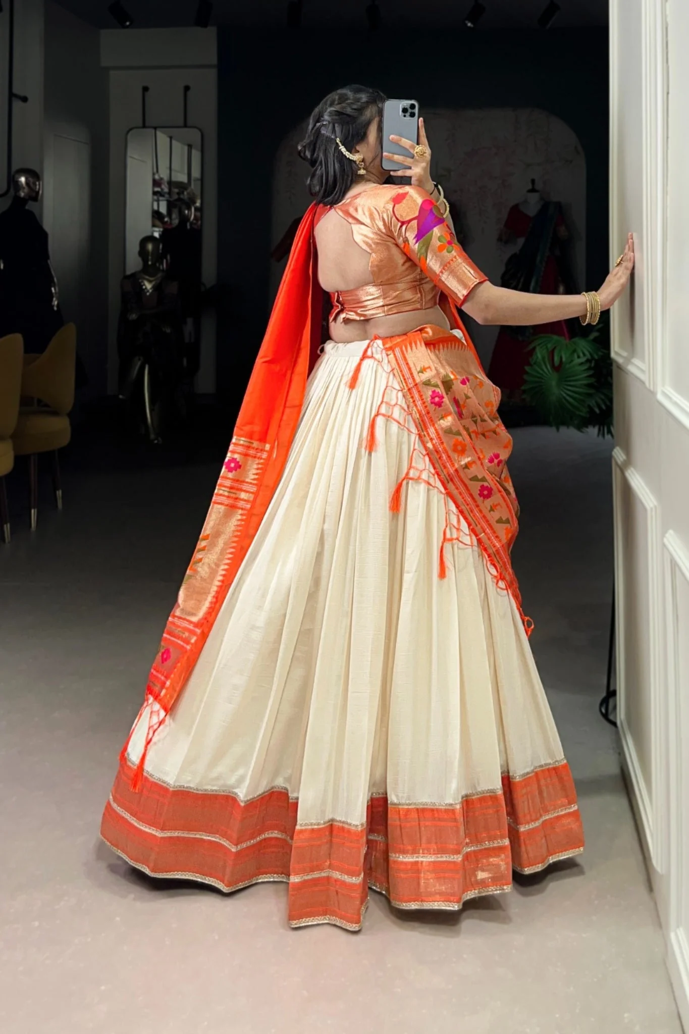 Paithani Jacquard Silk Lehenga Choli Set With Zari Weaving & Tassel Dupatta – Festive Special - Image 4